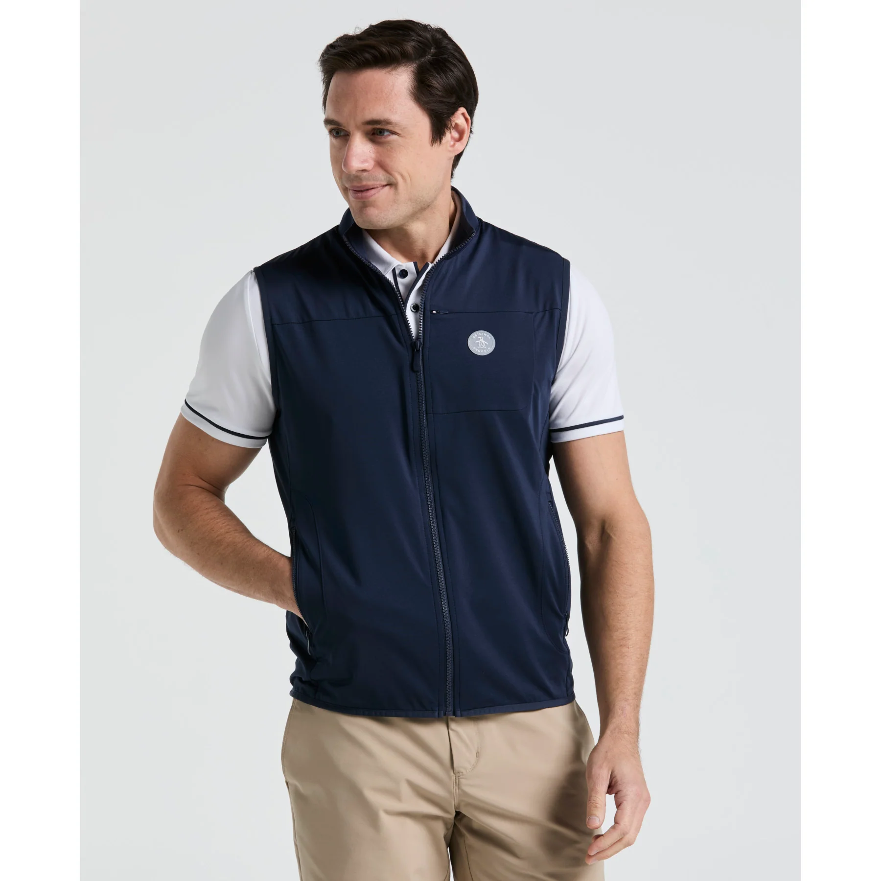 Lightweight Full Zip Golf Gilet In Black Iris