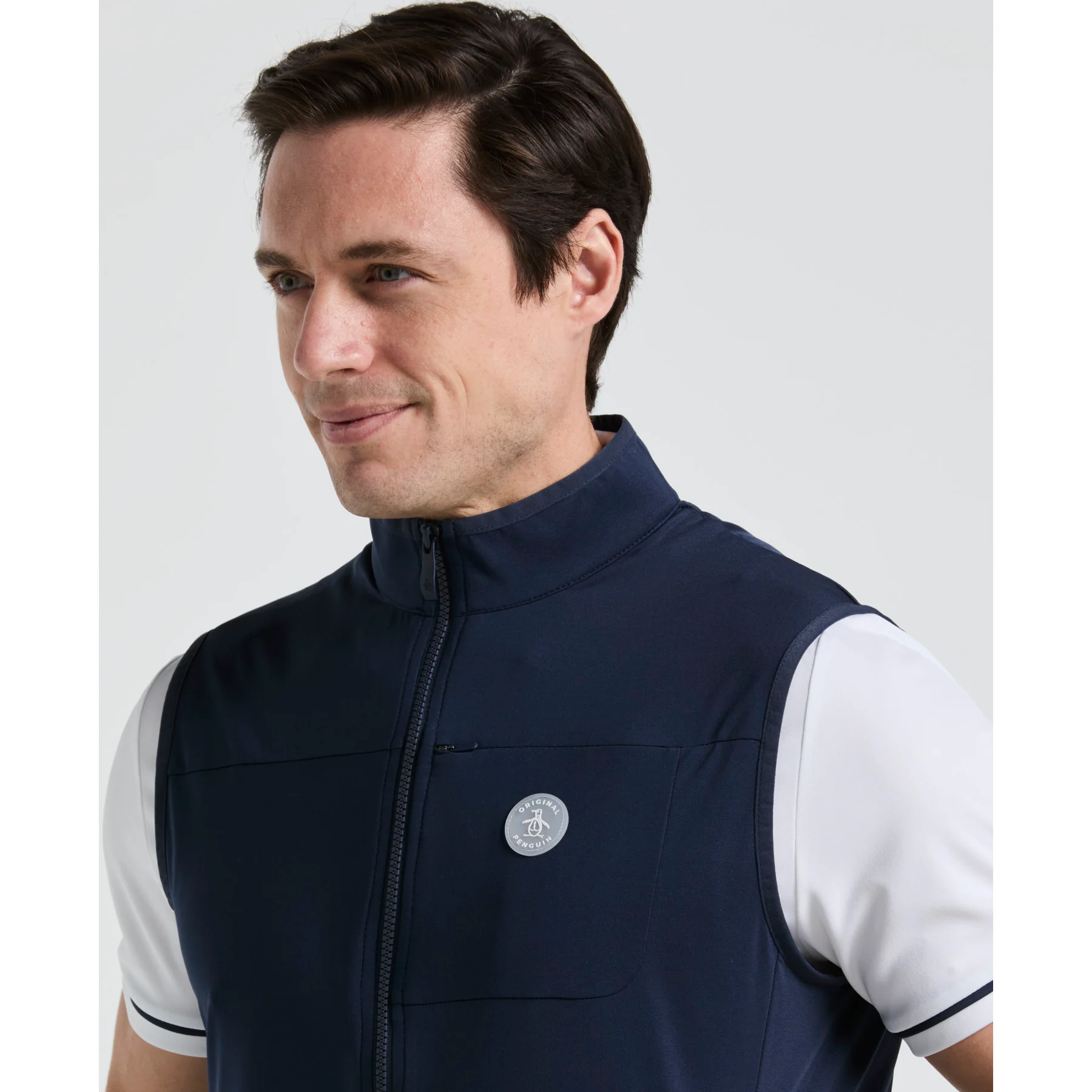 Lightweight Full Zip Golf Gilet In Black Iris - Image 3