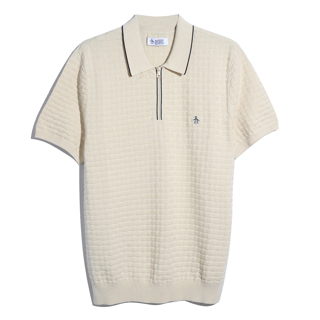 Links Stitch Quarter Zip Sweater Polo In Birch - Image 6