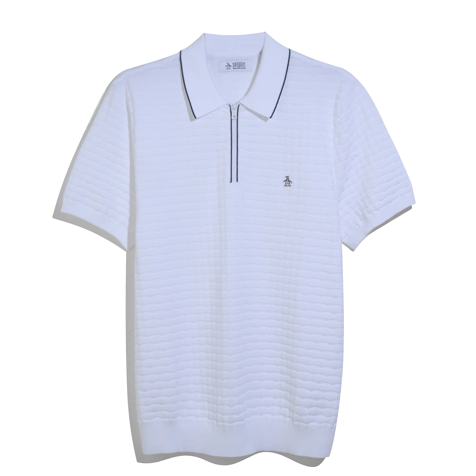 Links Stitch Quarter Zip Sweater Polo In Bright White - Image 6