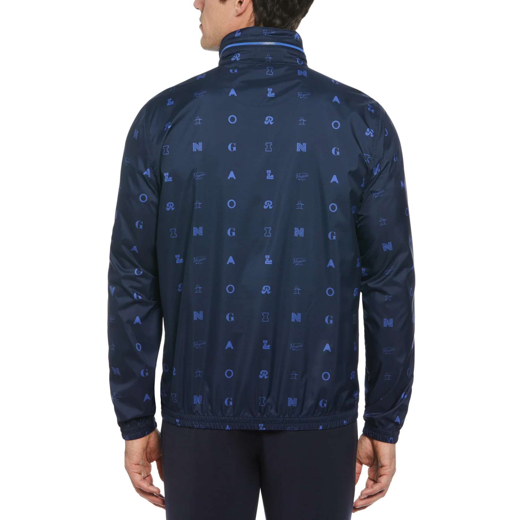 Logo Print Golf Wind Jacket With Hidden Hood In Black Iris - Image 4