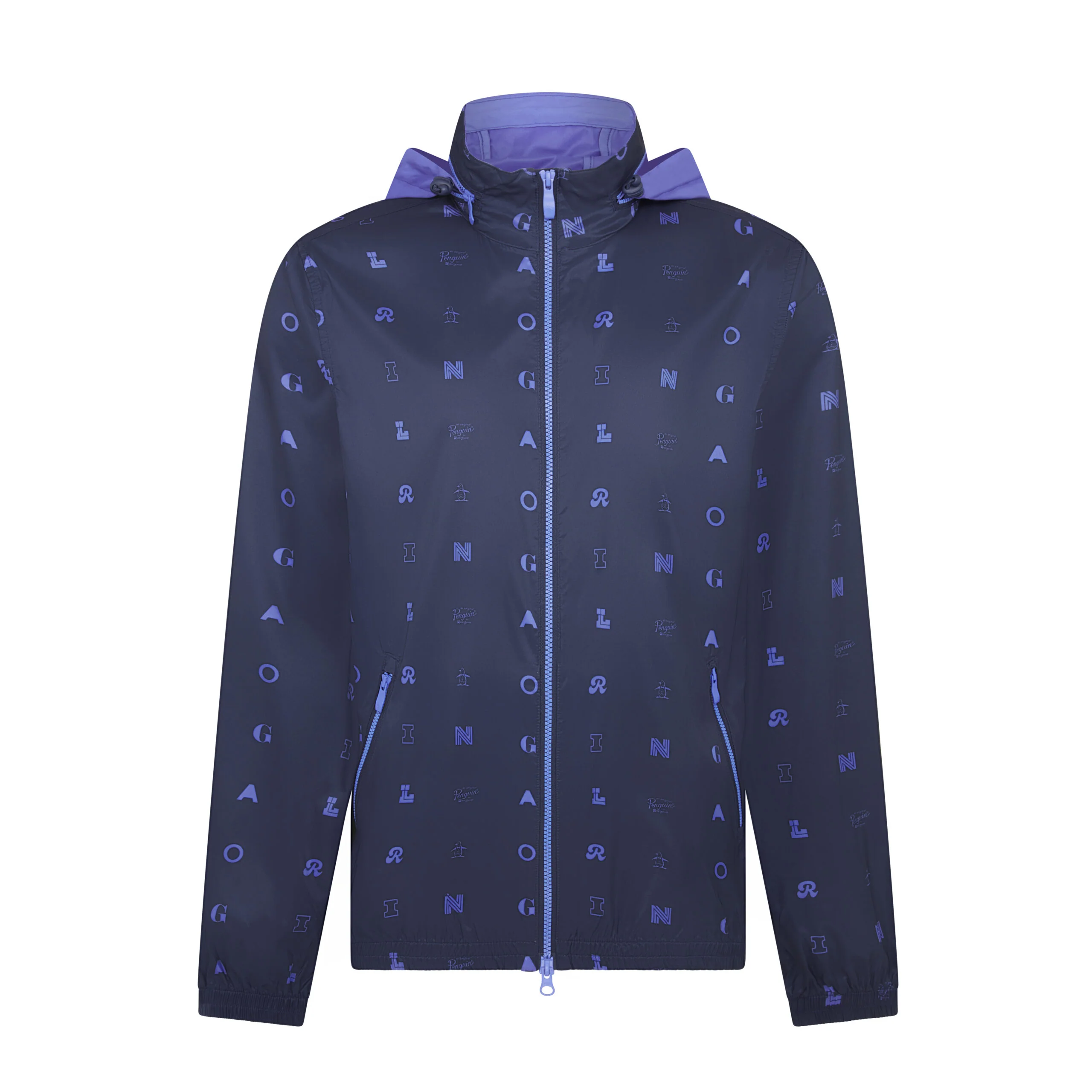 Logo Print Golf Wind Jacket With Hidden Hood In Black Iris - Image 5