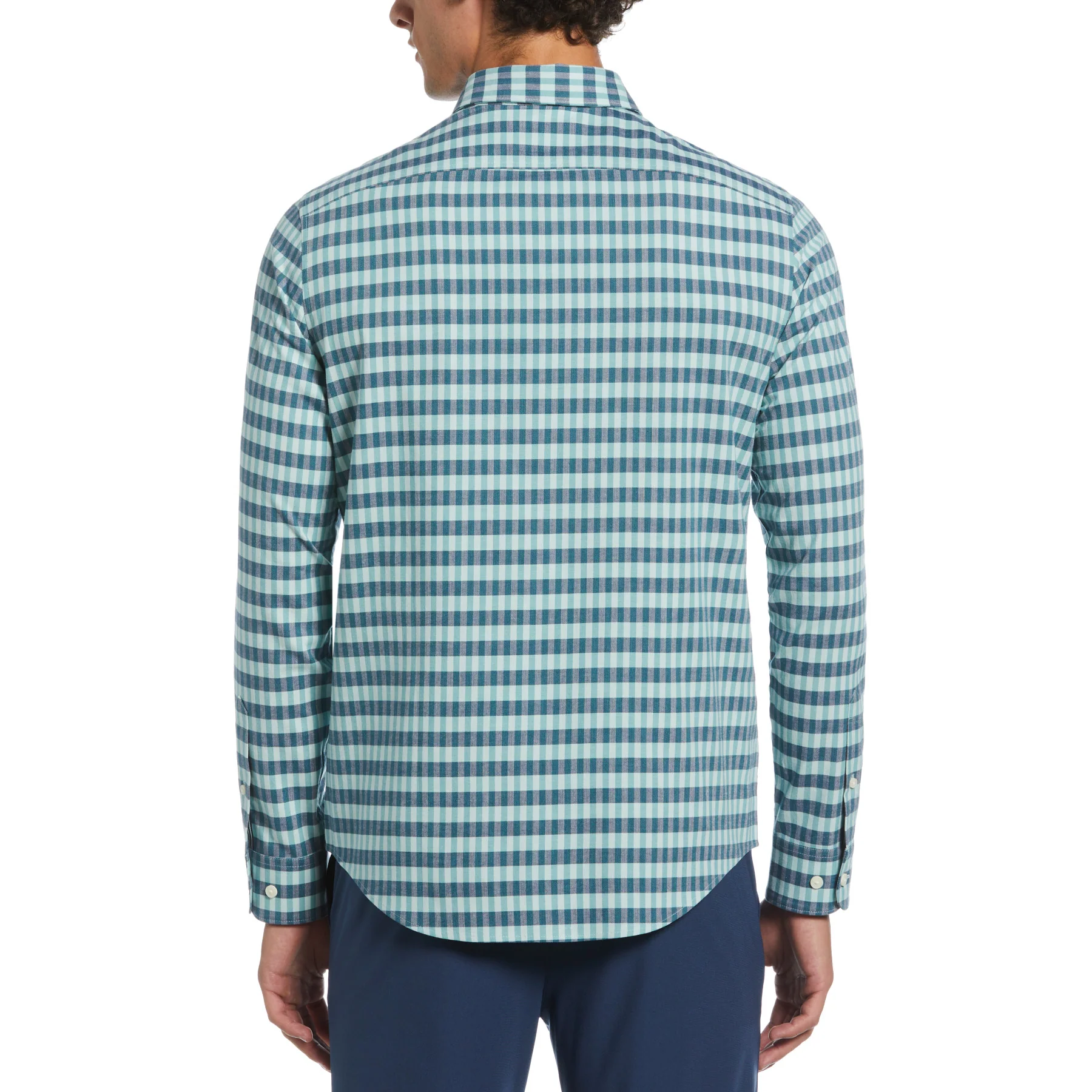 Eco Chambray Stretch Plaid Shirt In Blue Haze - Image 2