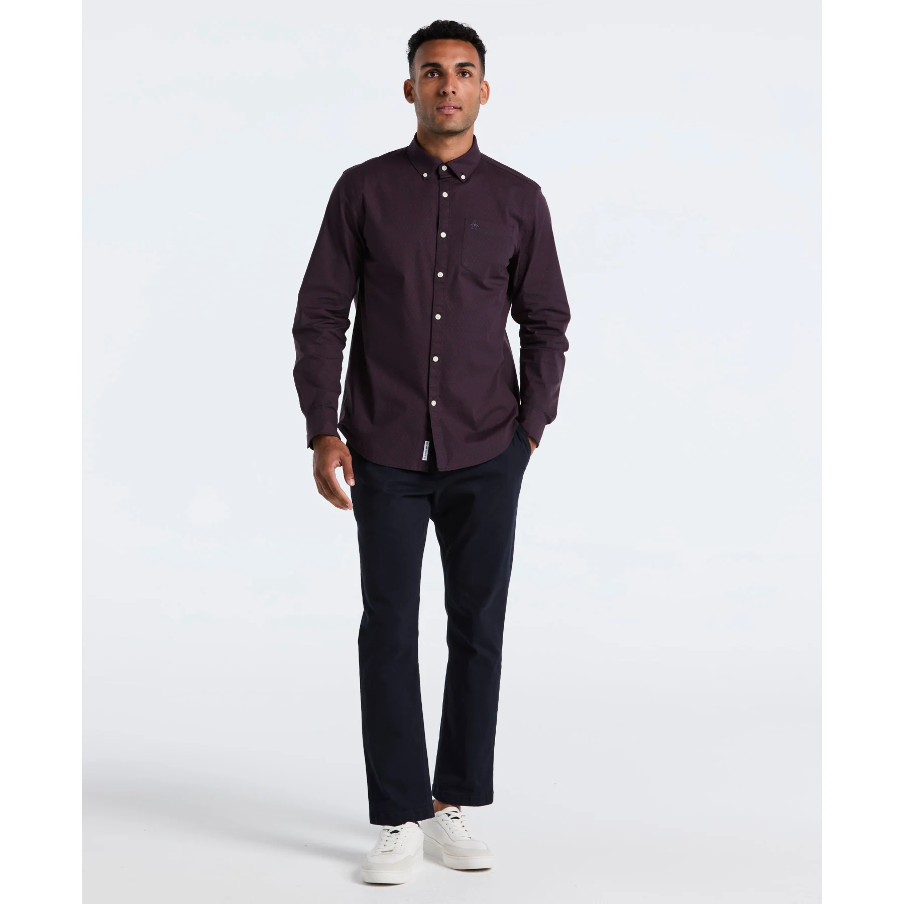 Micro Diamond Print Shirt In Dark Sapphire - Image 4