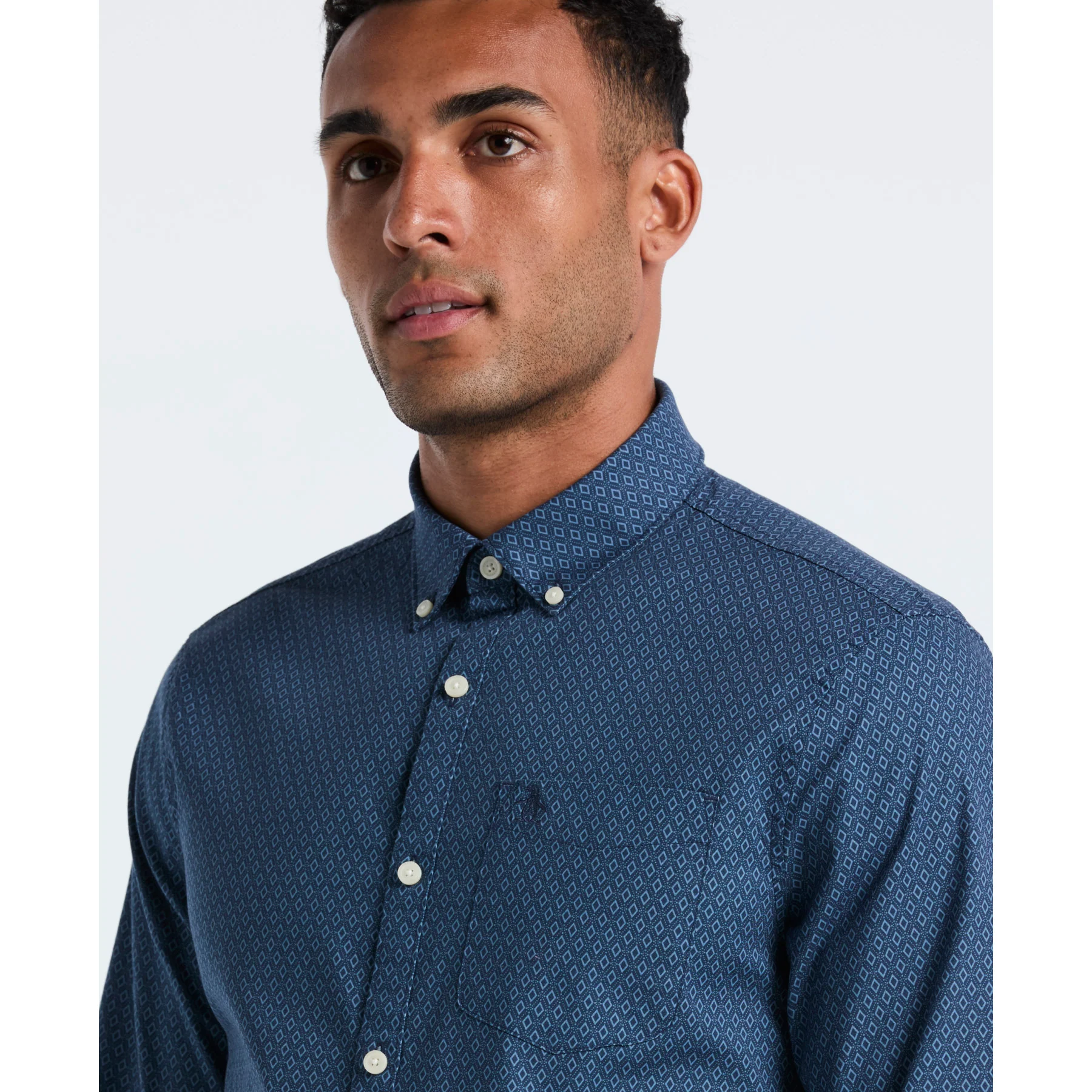 Micro Diamond Print Shirt In Sargasso Sea - Image 3