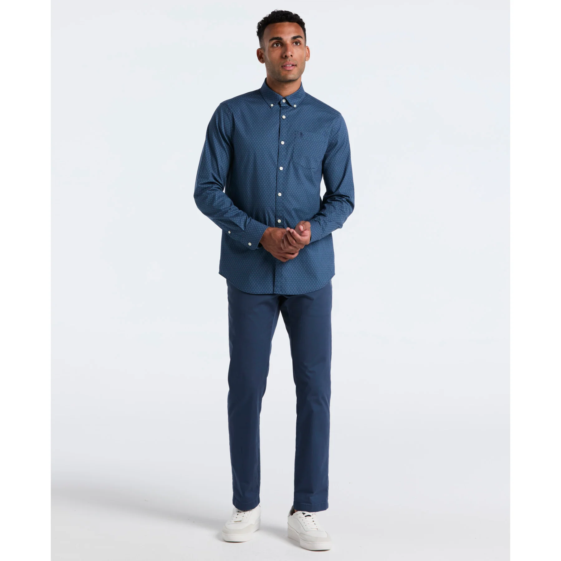 Micro Diamond Print Shirt In Sargasso Sea - Image 4