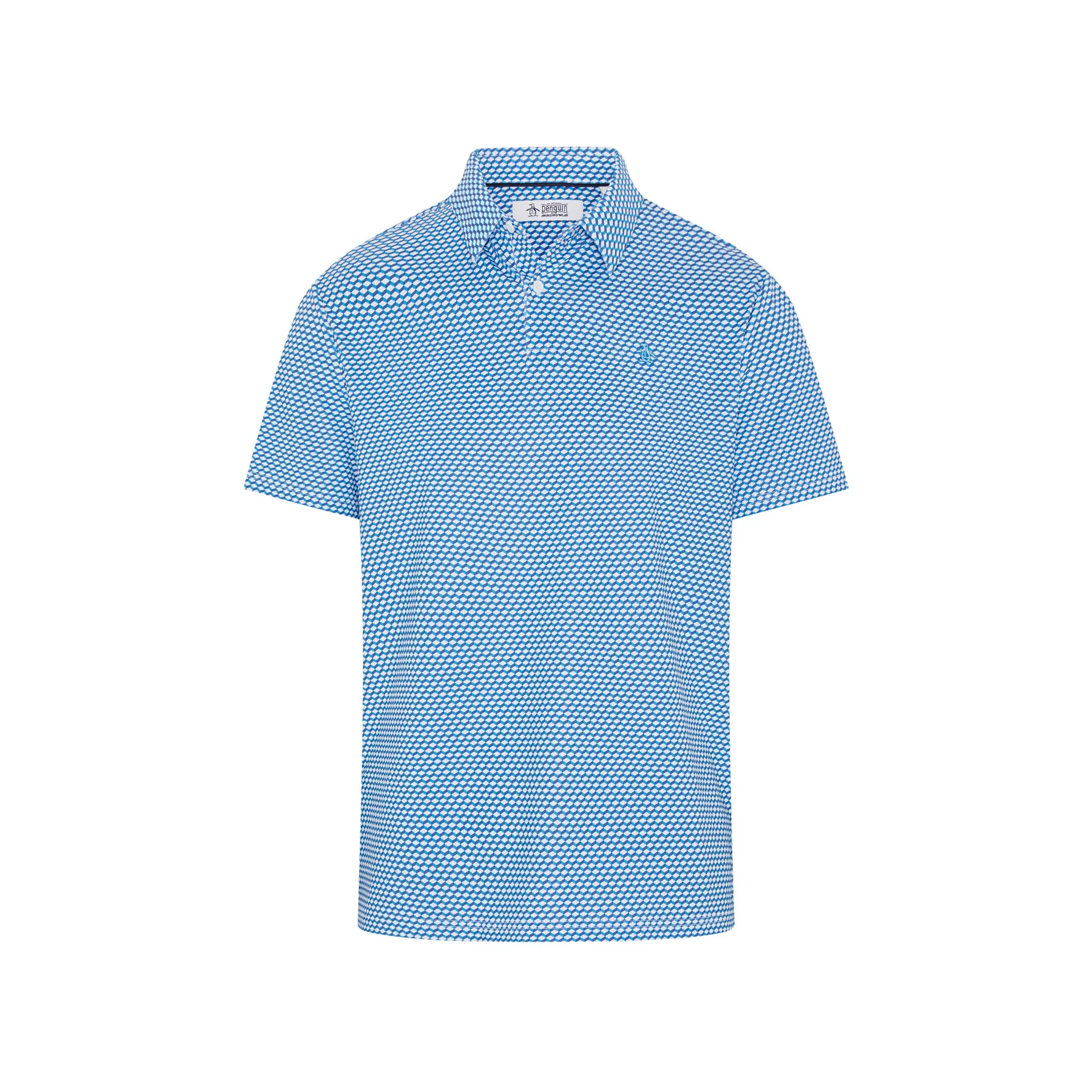 Micro Geo Print Golf Polo In Malibu Blue - Image 6