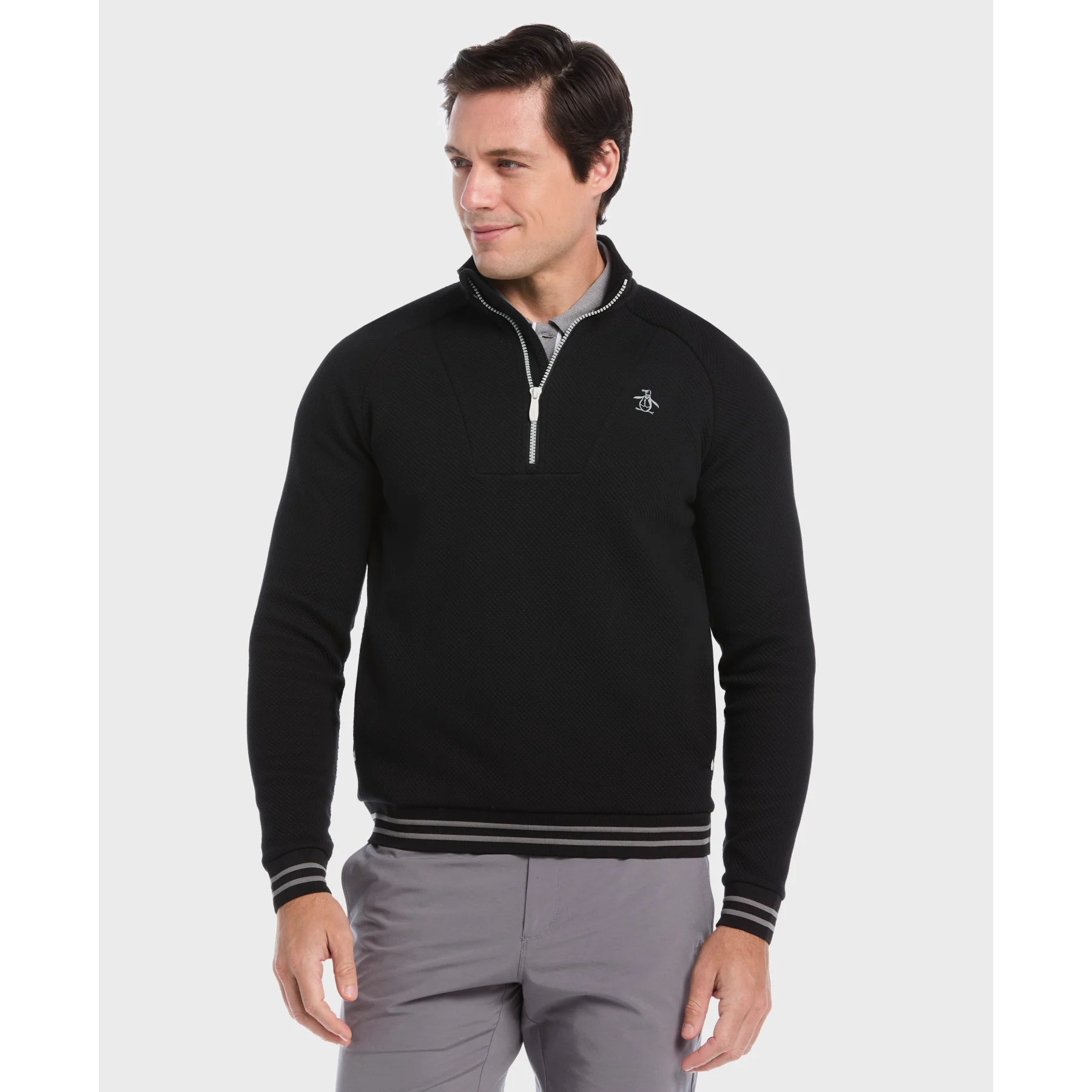 Midweight Quarter Zip Golf Pullover In Caviar