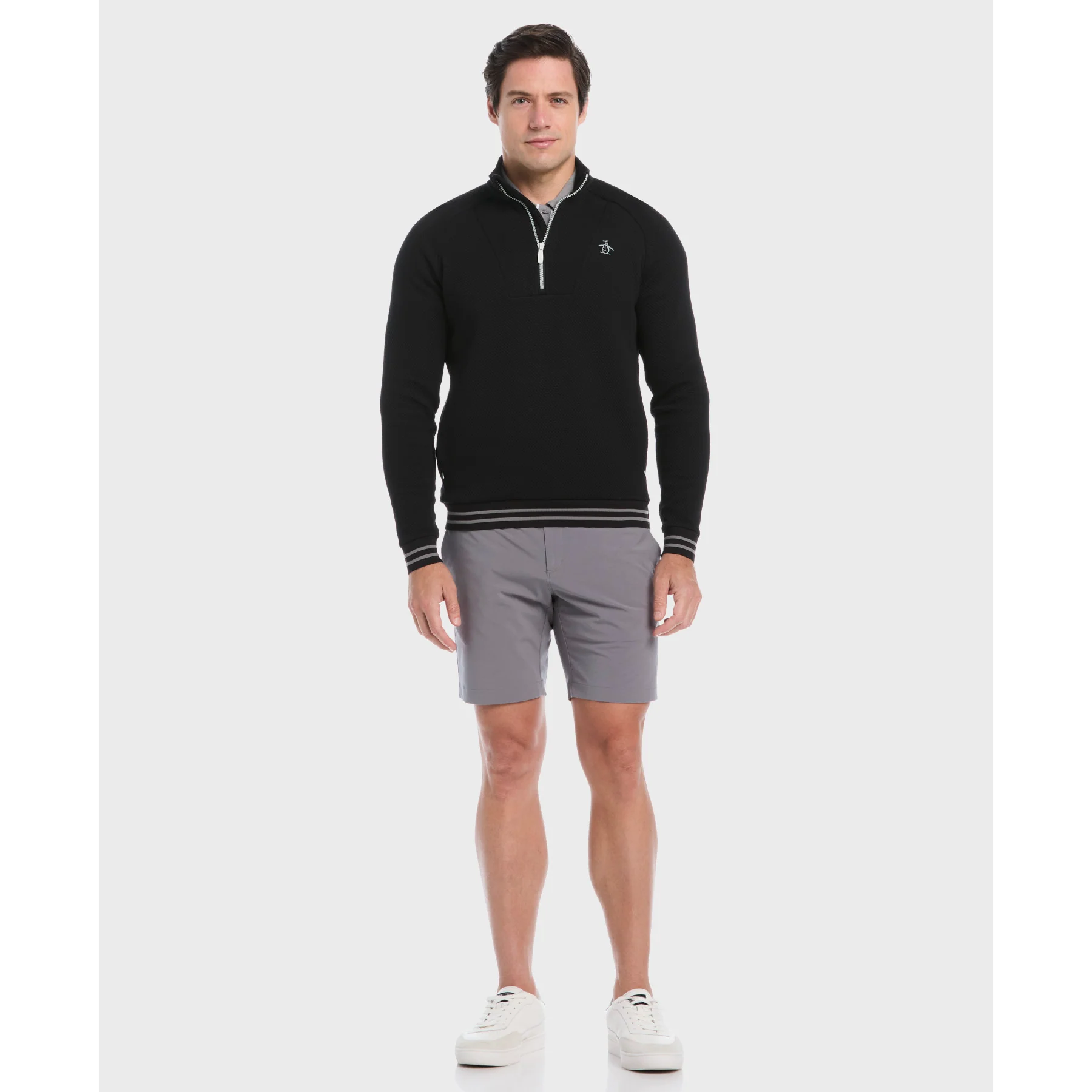 Midweight Quarter Zip Golf Pullover In Caviar - Image 4