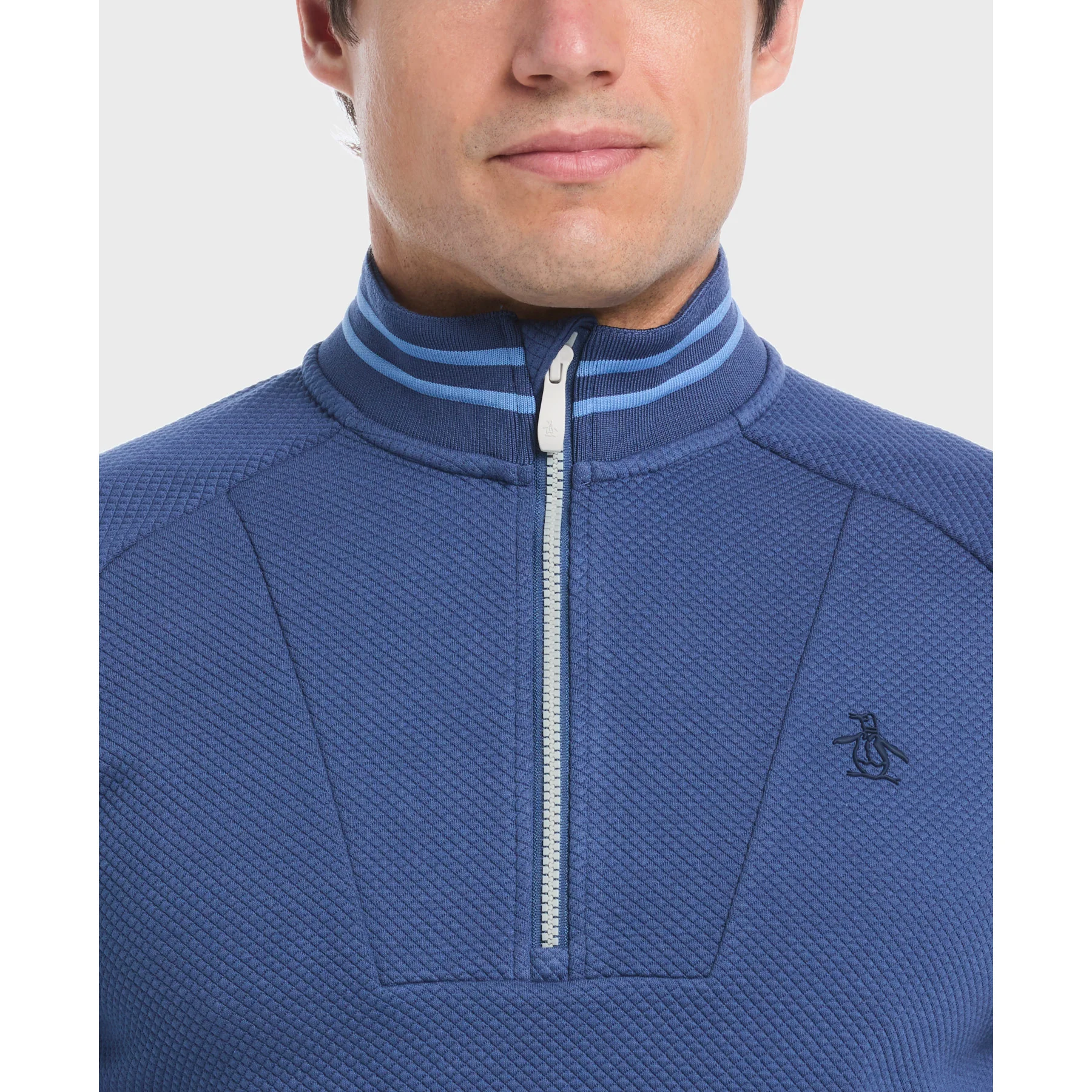 Midweight Quarter Zip Golf Pullover In True Navy - Image 3