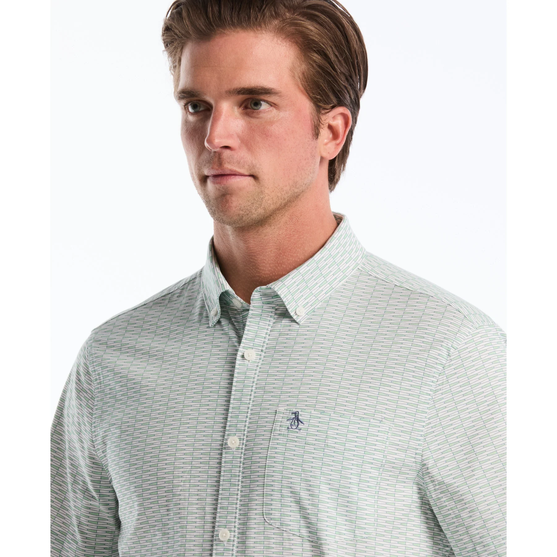 Mini Geo Print Short Sleeve Shirt In Bright White - Image 3