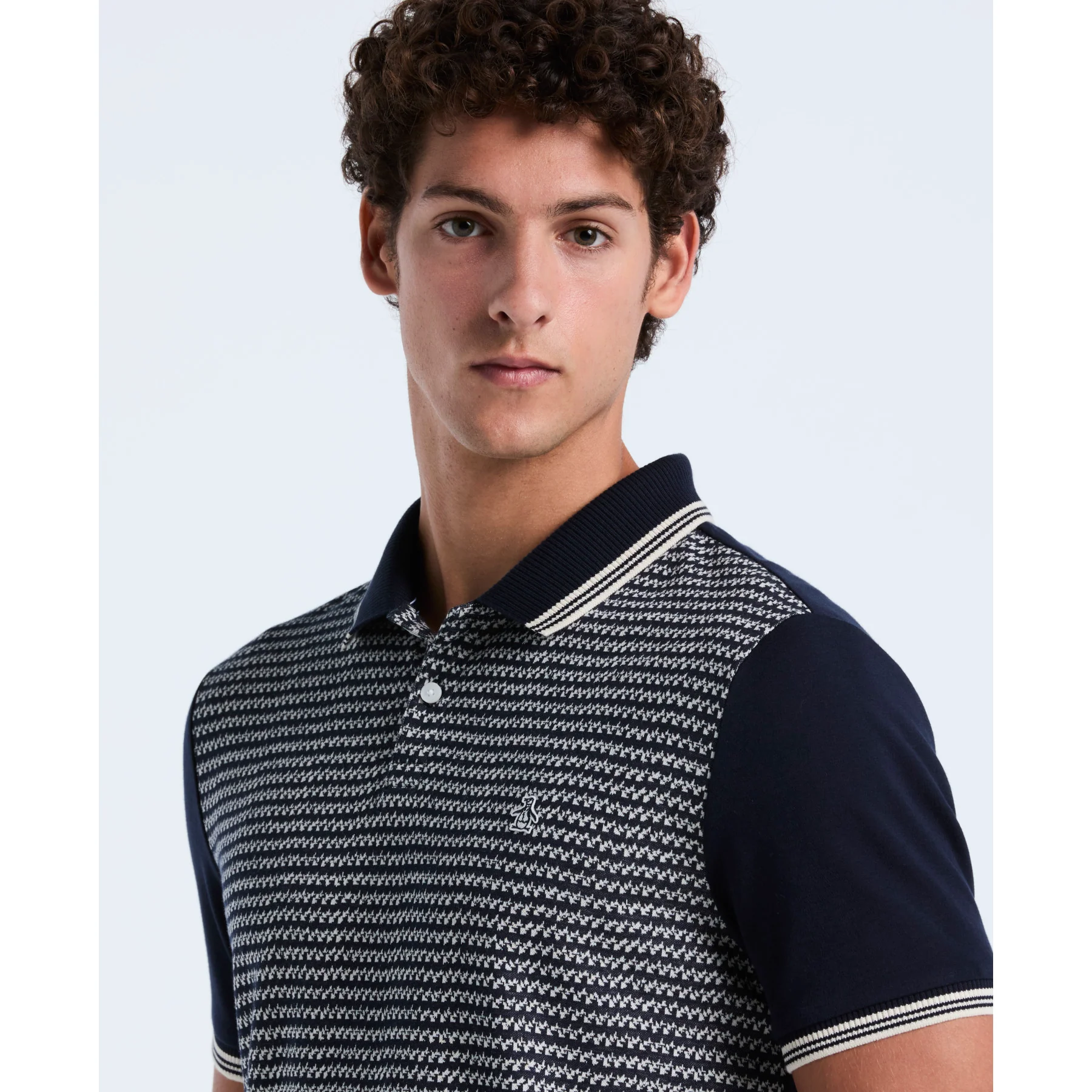 Mini Jacquard Polo Shirt In Dark Sapphire - Image 3