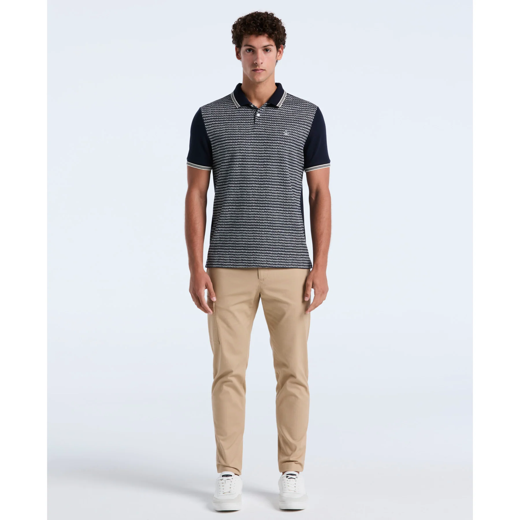 Mini Jacquard Polo Shirt In Dark Sapphire - Image 4