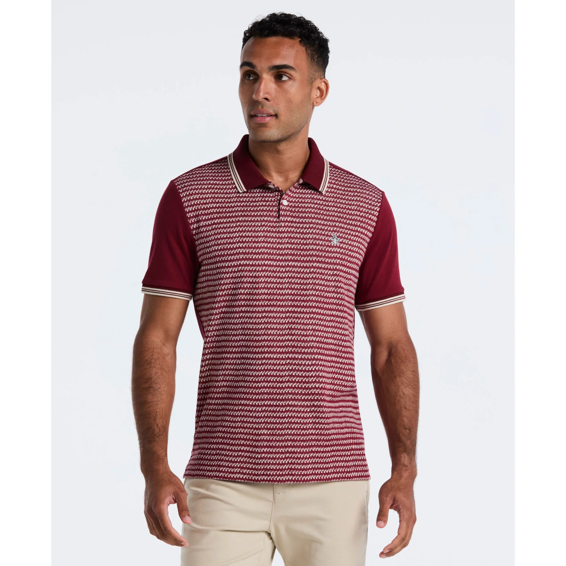 Mini Jacquard Polo Shirt In Cabernet