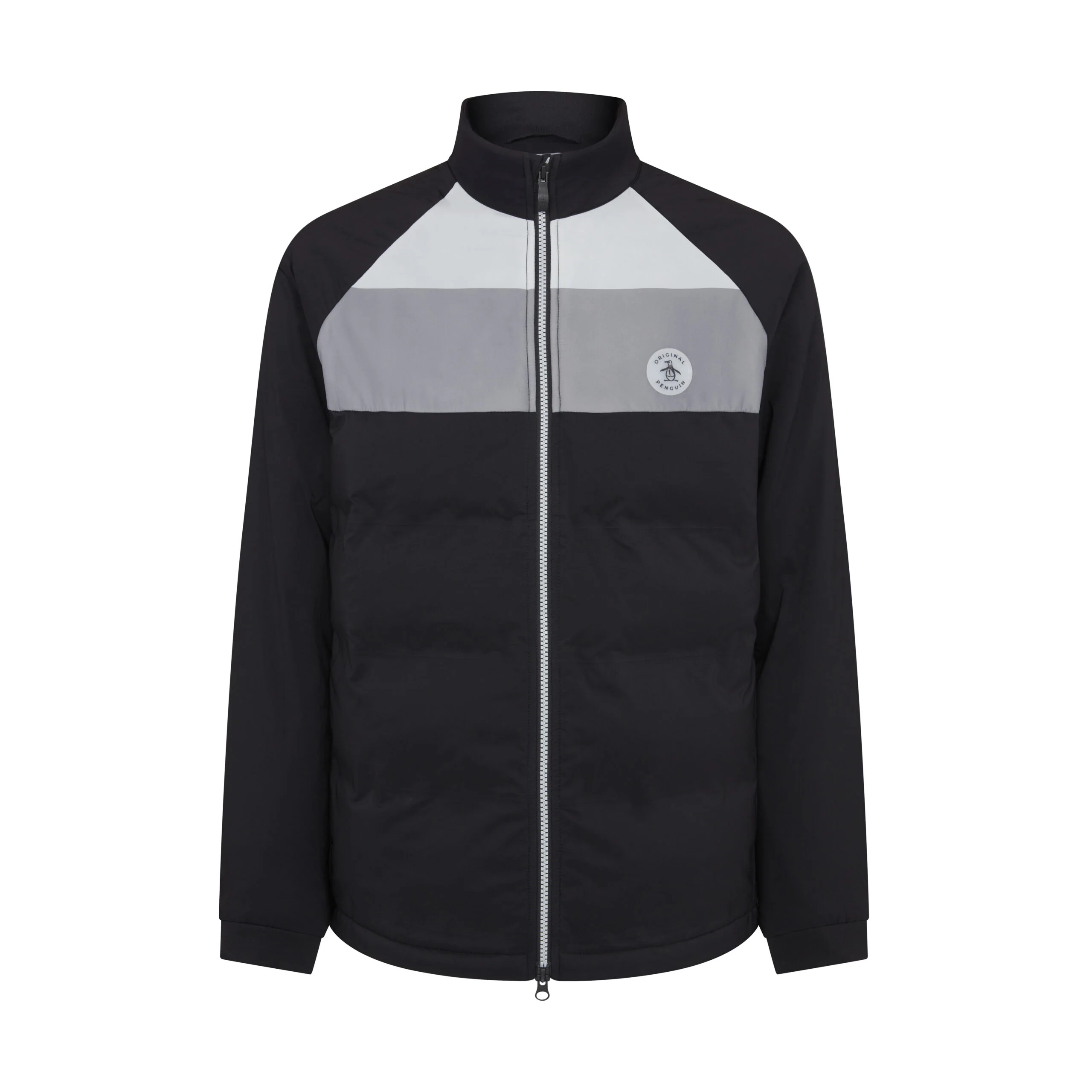 Mixed Media Colour Blocked Insulated Full Zip Golf Jacket In Caviar - Image 4