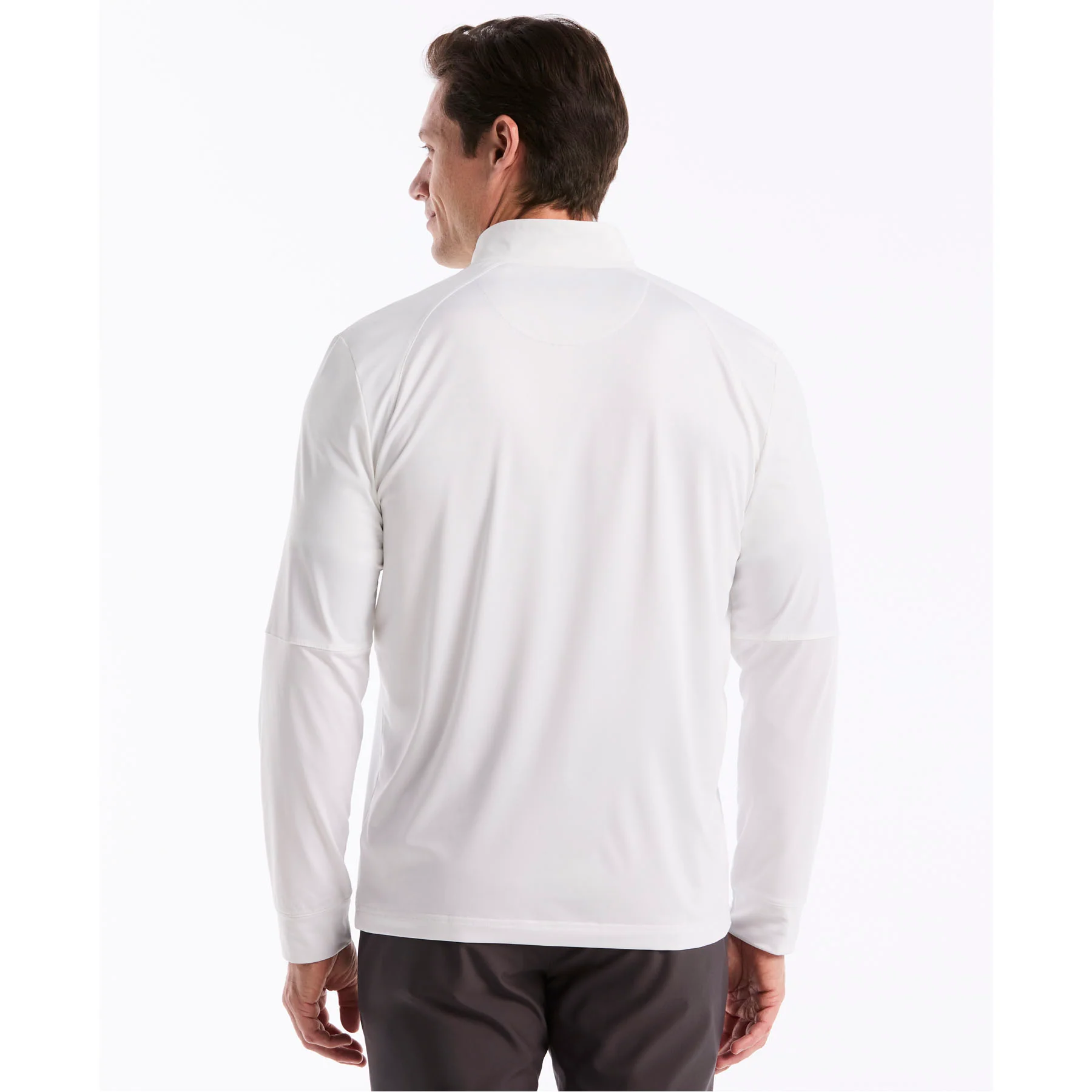 Mixed Media Quarter Zip Golf Pullover In Bright White - Image 2