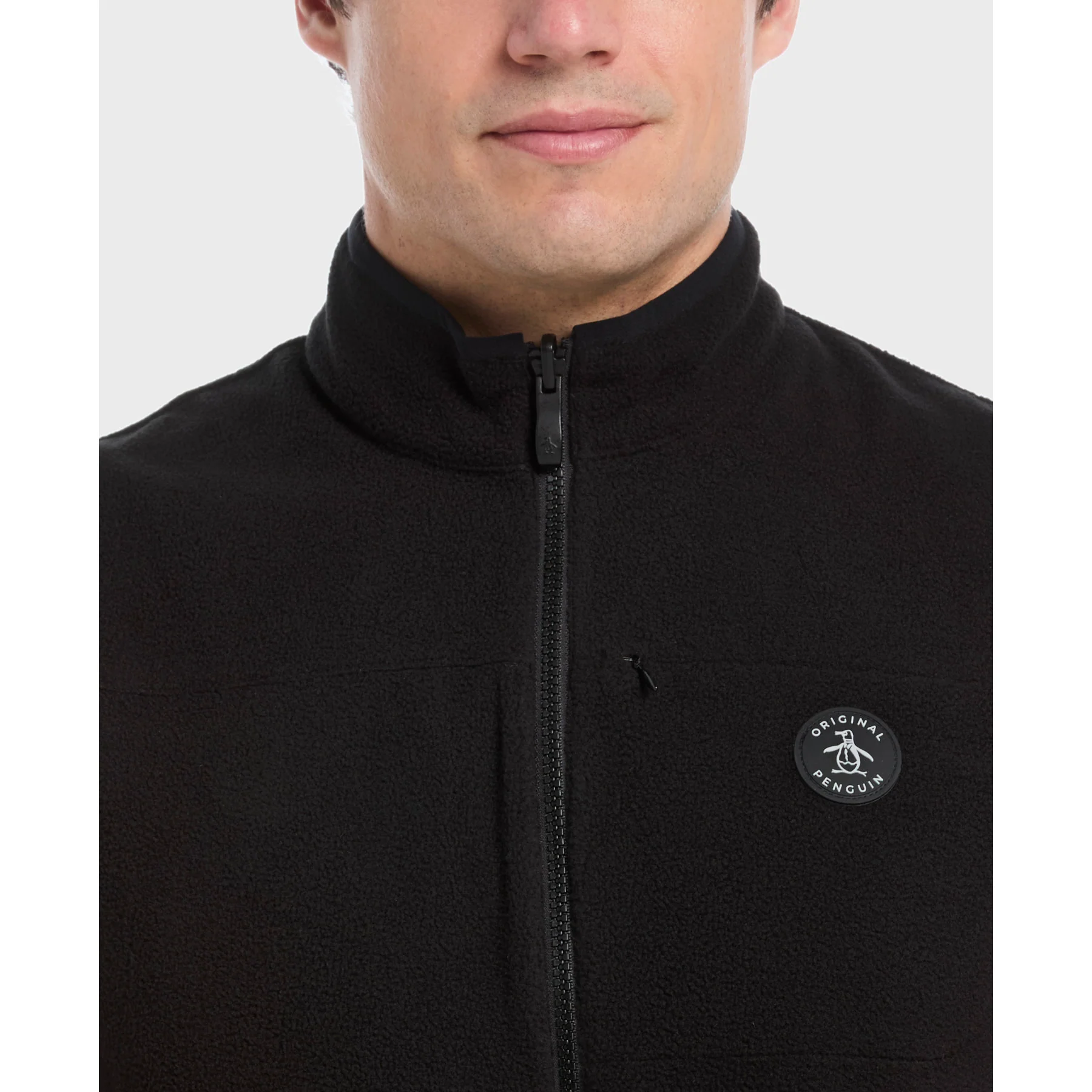 Mixed Media Reversible Fleece Golf Gilet In Caviar - Image 3