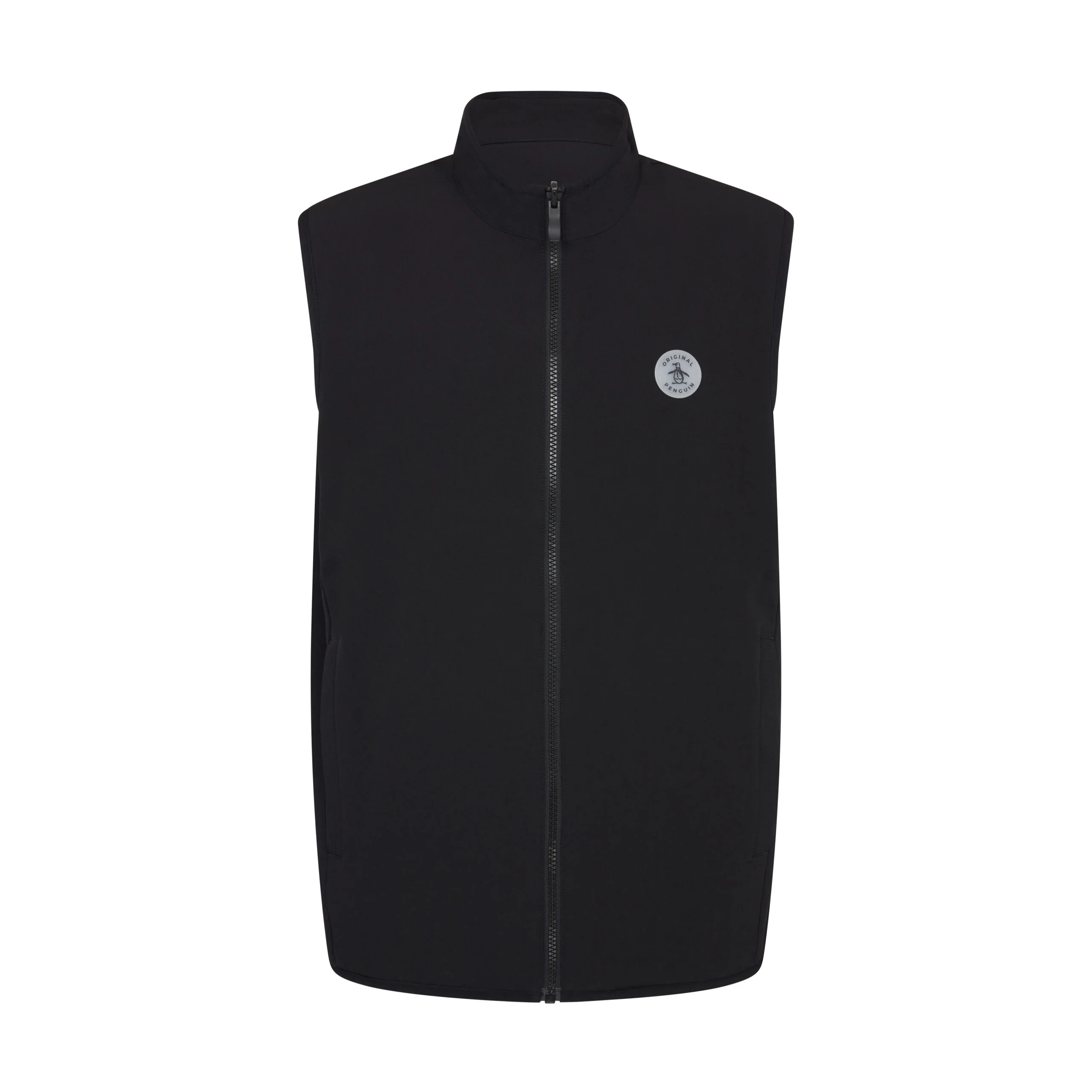 Mixed Media Reversible Fleece Golf Gilet In Caviar - Image 5