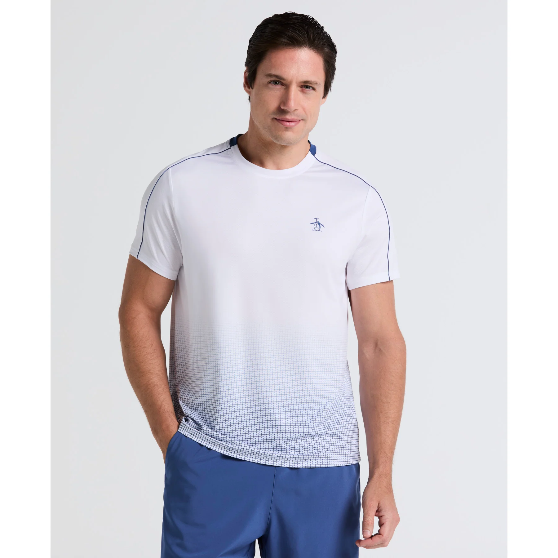 Ombre Net Graphic Performance Tennis T-Shirt In Bright White