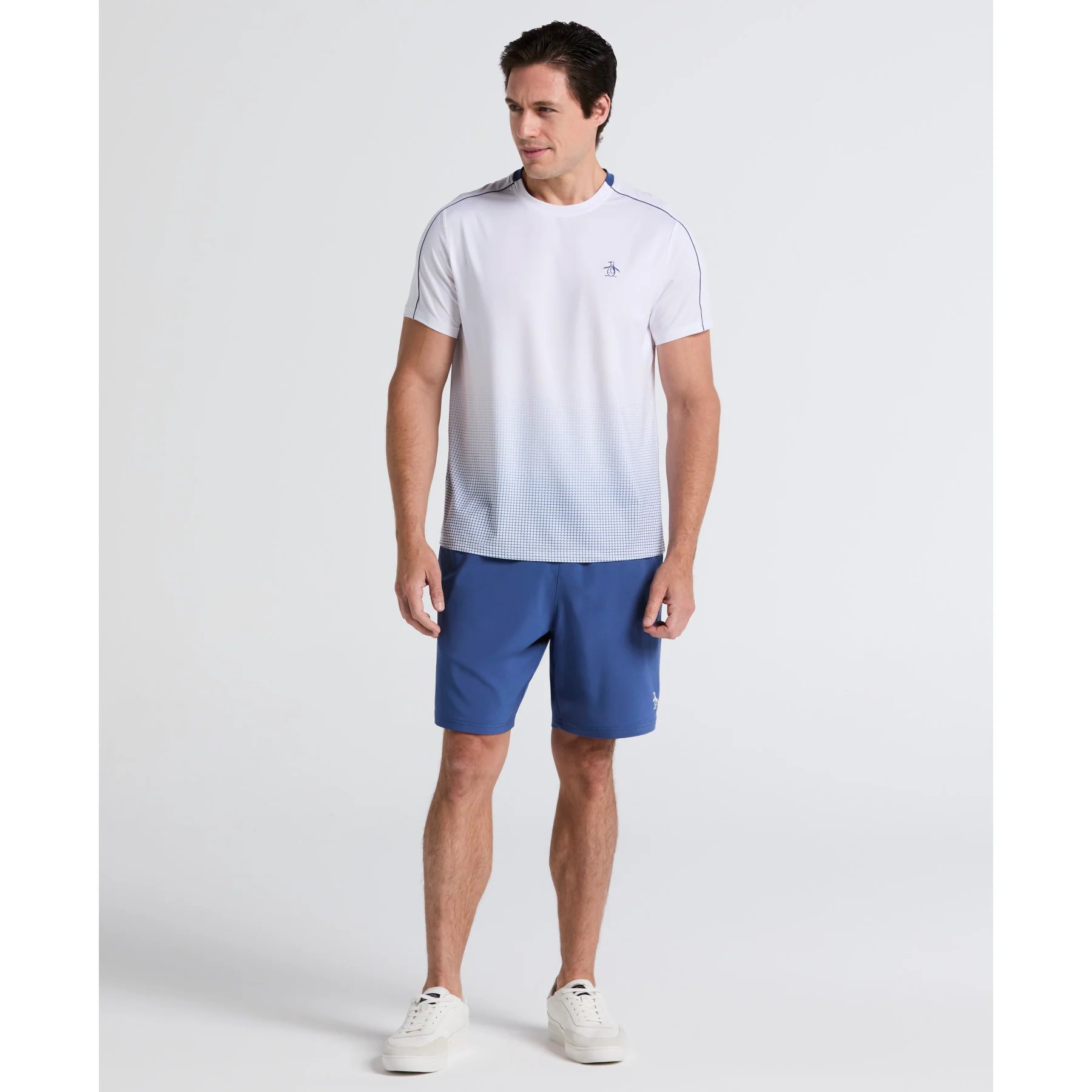 Ombre Net Graphic Performance Tennis T-Shirt In Bright White - Image 4
