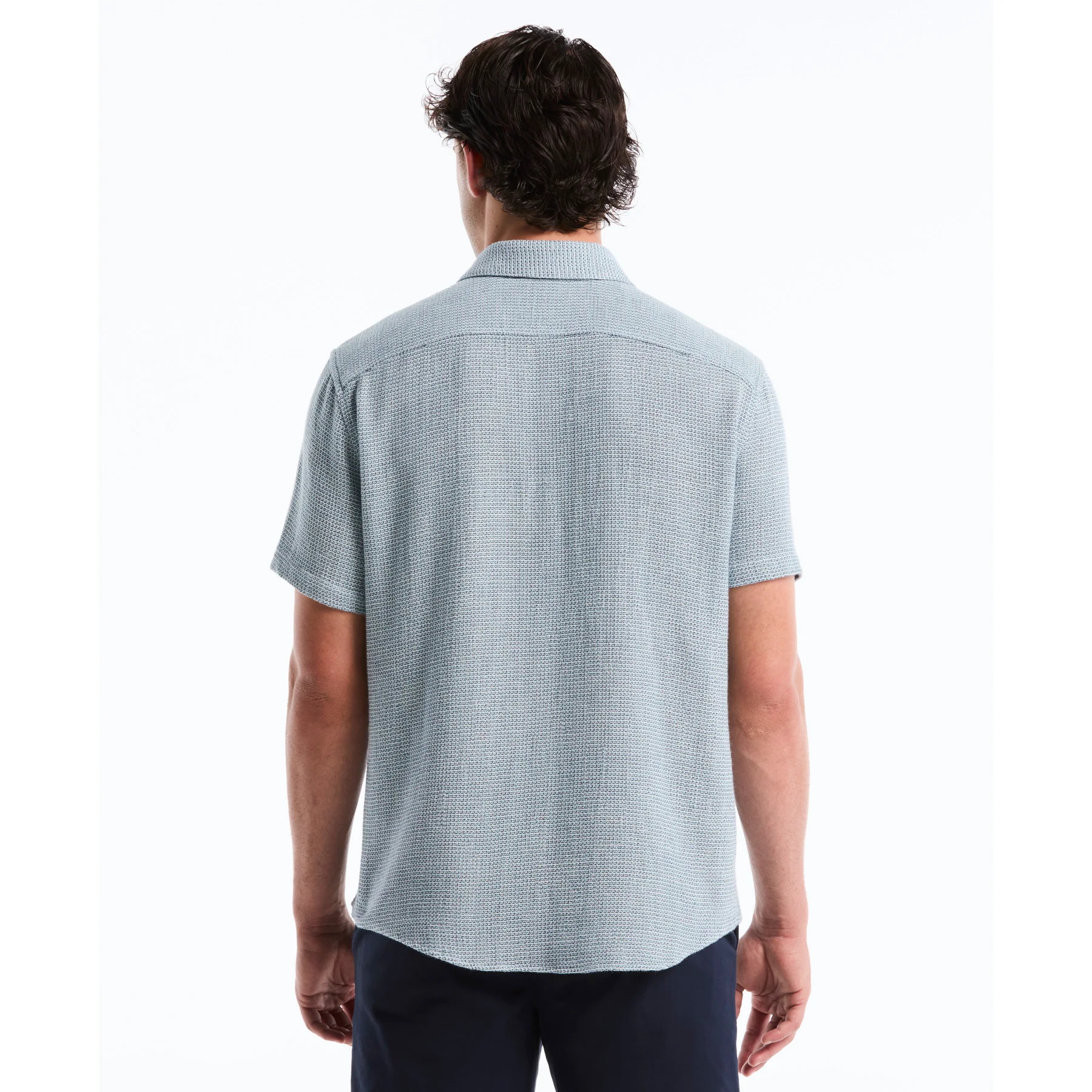 Open Weave Short Sleeve Shirt In Cool Blue - Image 2