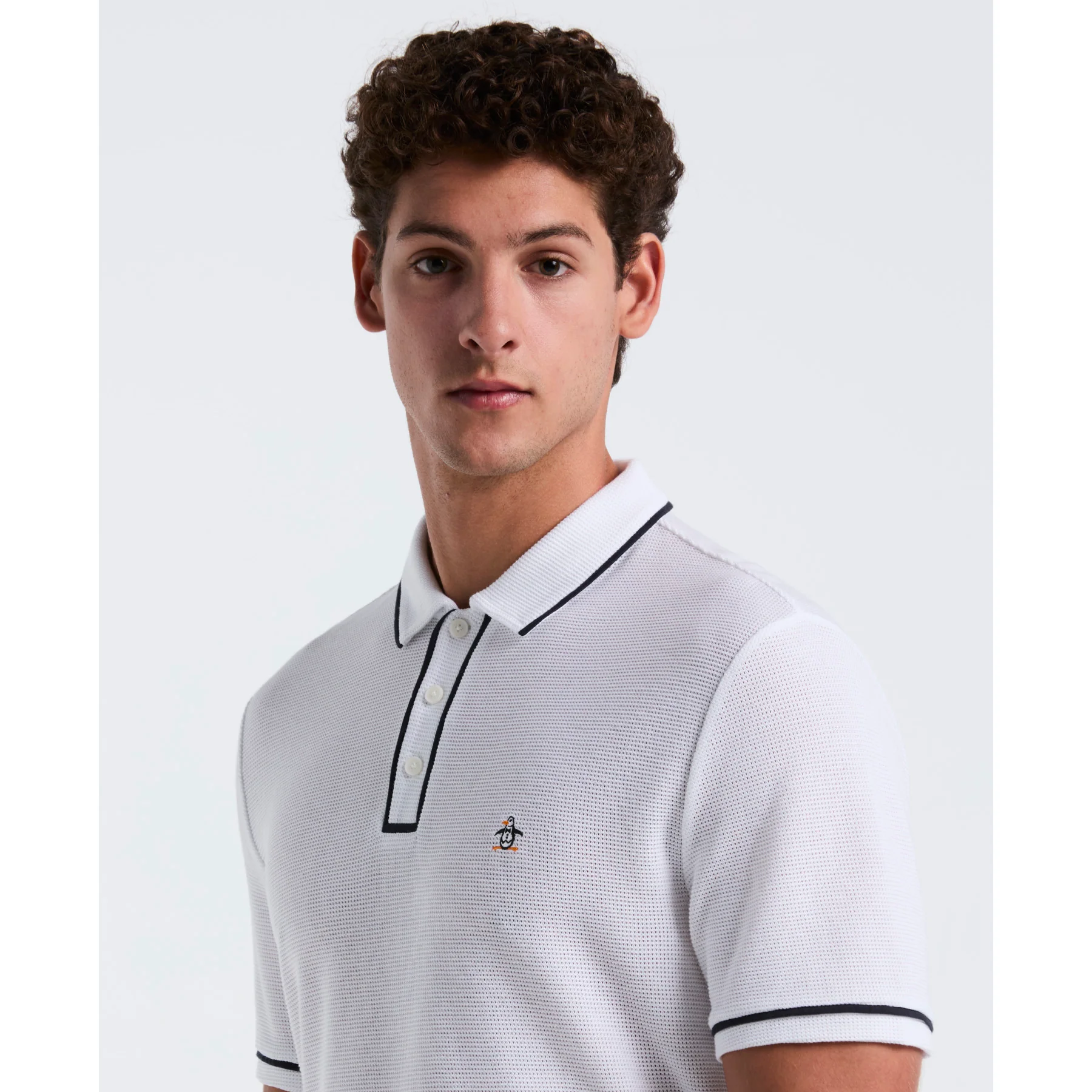 Icons Bentley Mesh Polo Shirt In Bright White - Image 4