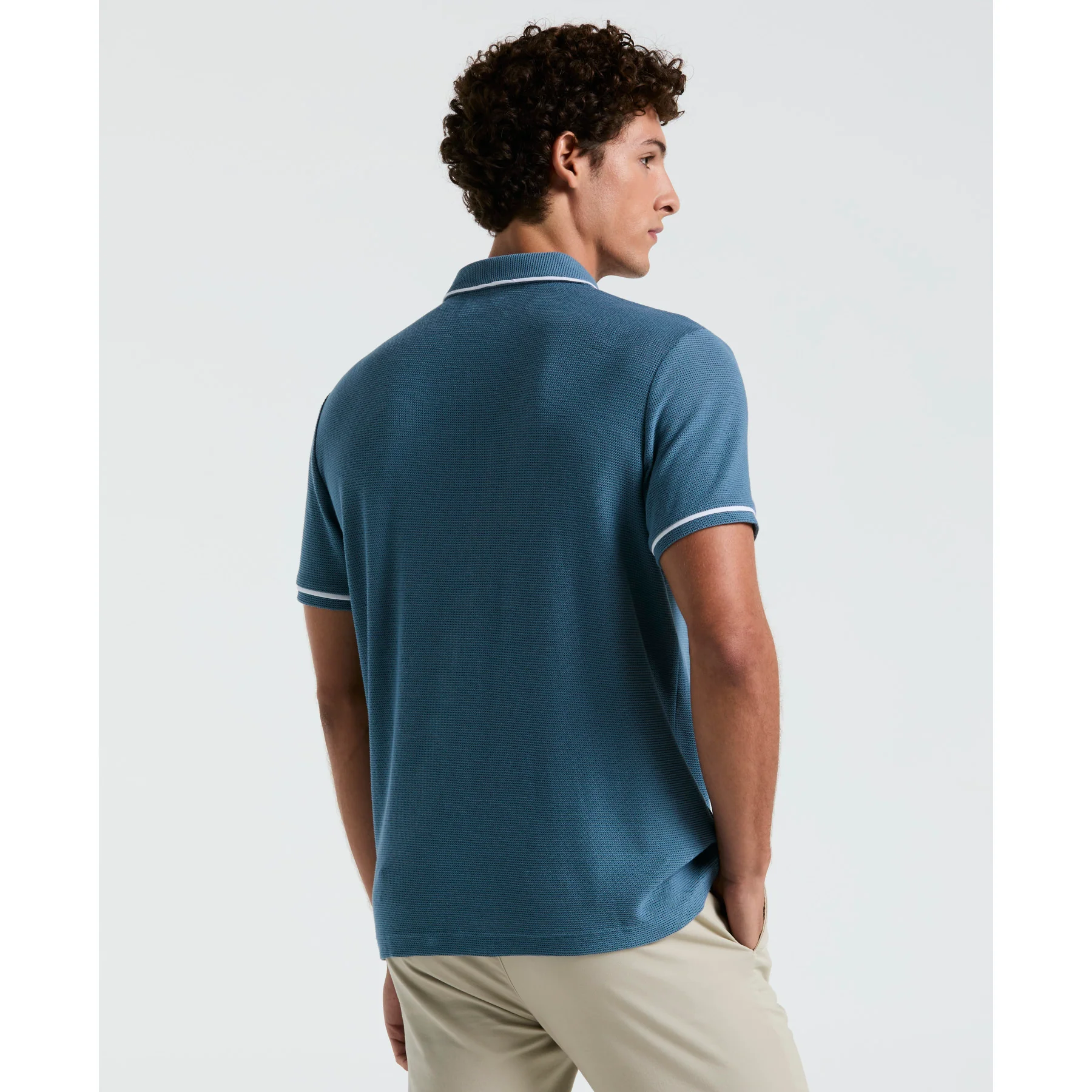 Icons Bentley Mesh Polo Shirt In Copen Blue - Image 3