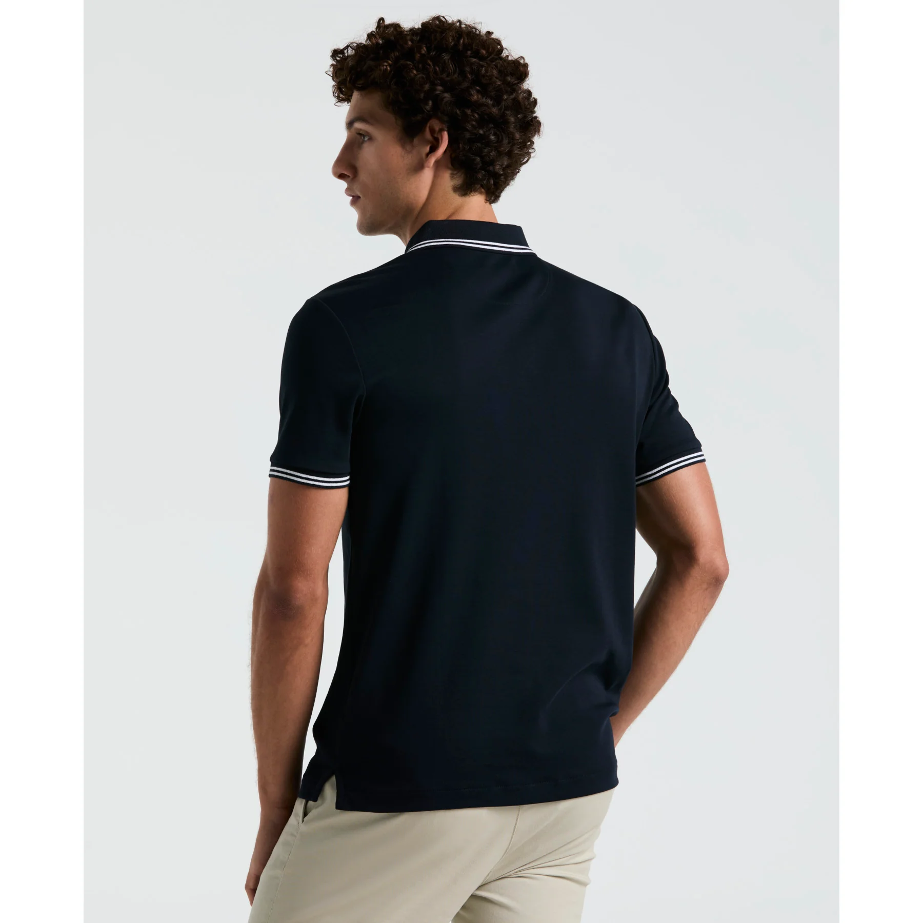 Icons Tipped Polo Shirt In Dark Sapphire - Image 3