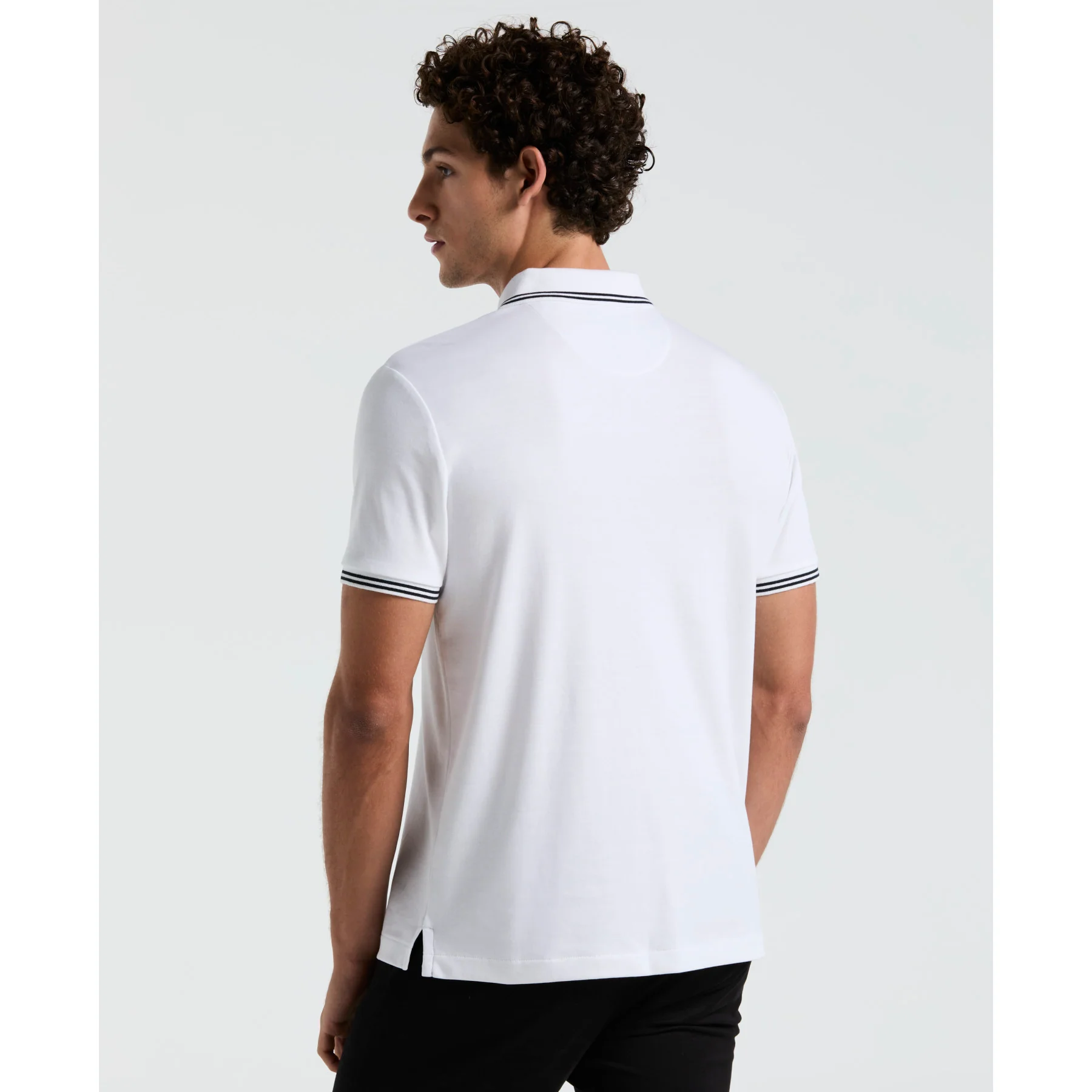 Icons Tipped Polo Shirt In Bright White - Image 3