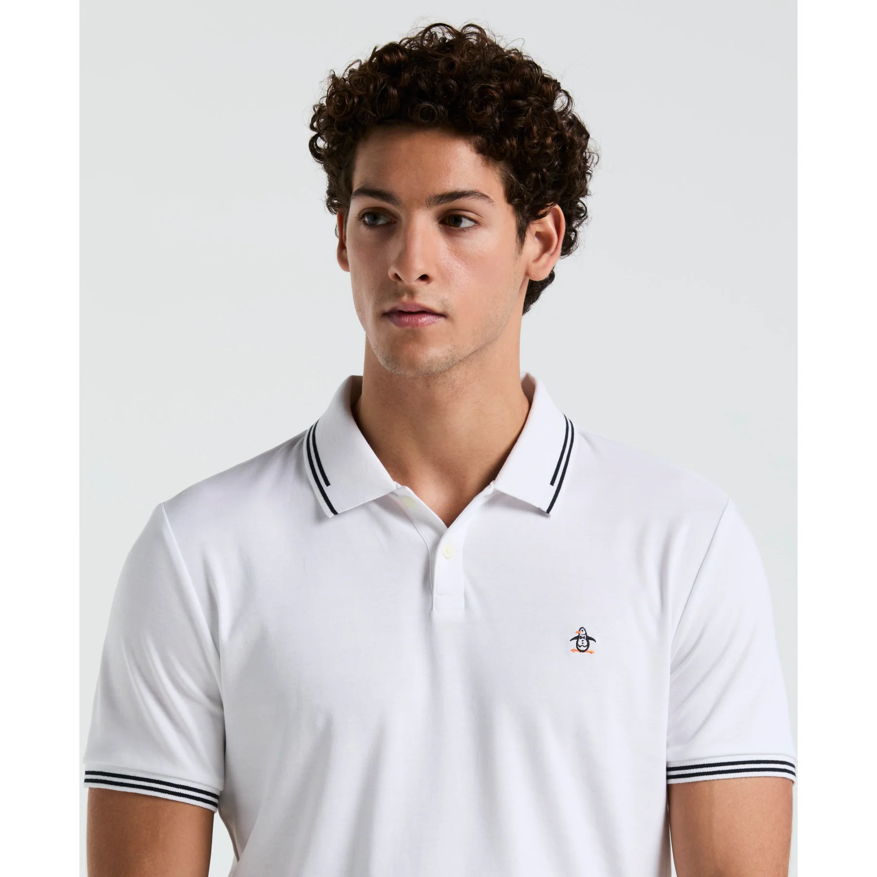 Icons Tipped Polo Shirt In Bright White - Image 4