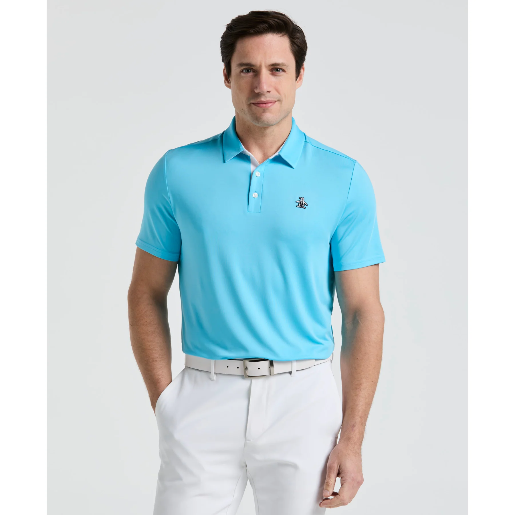 Original Block Design Golf Polo Shirt In Aquarius