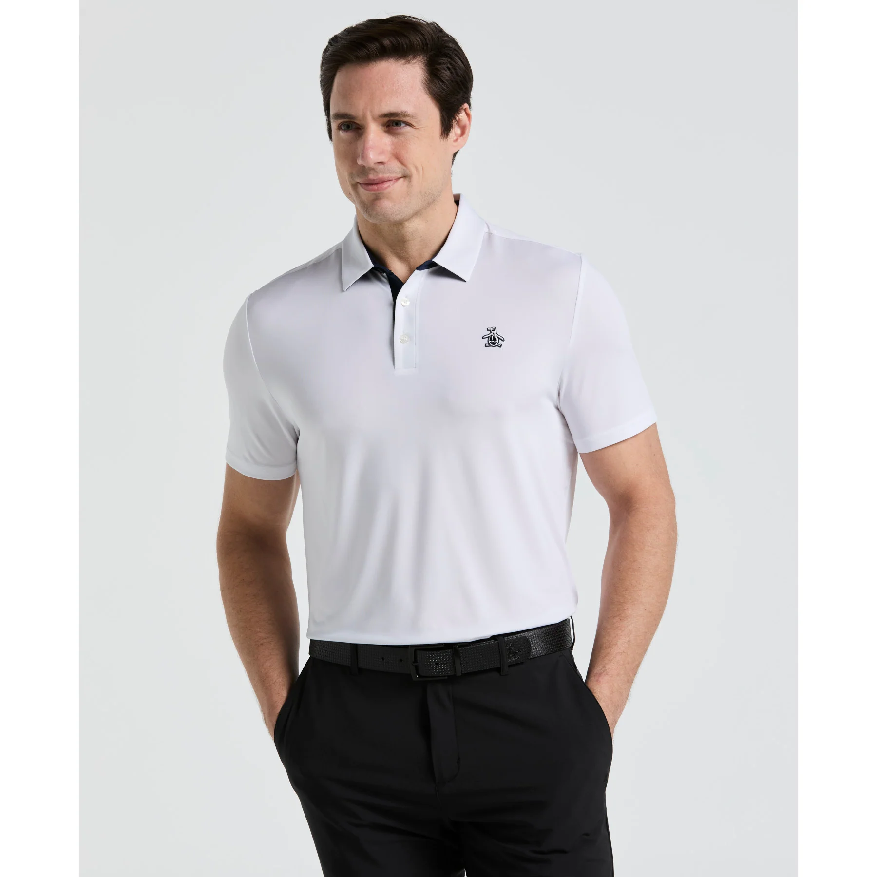 Original Block Design Golf Polo In Bright White