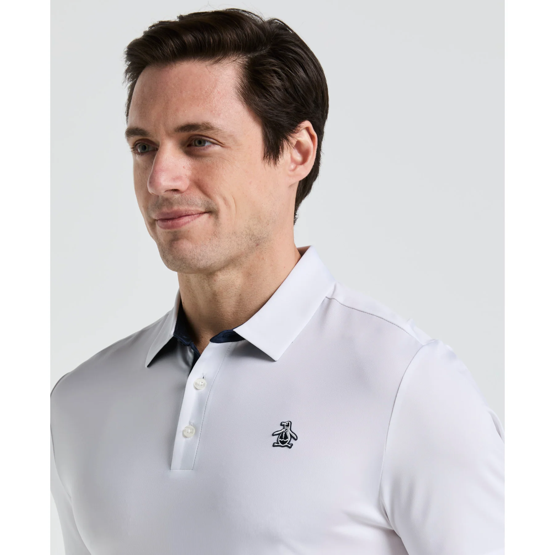 Original Block Design Golf Polo In Bright White - Image 3
