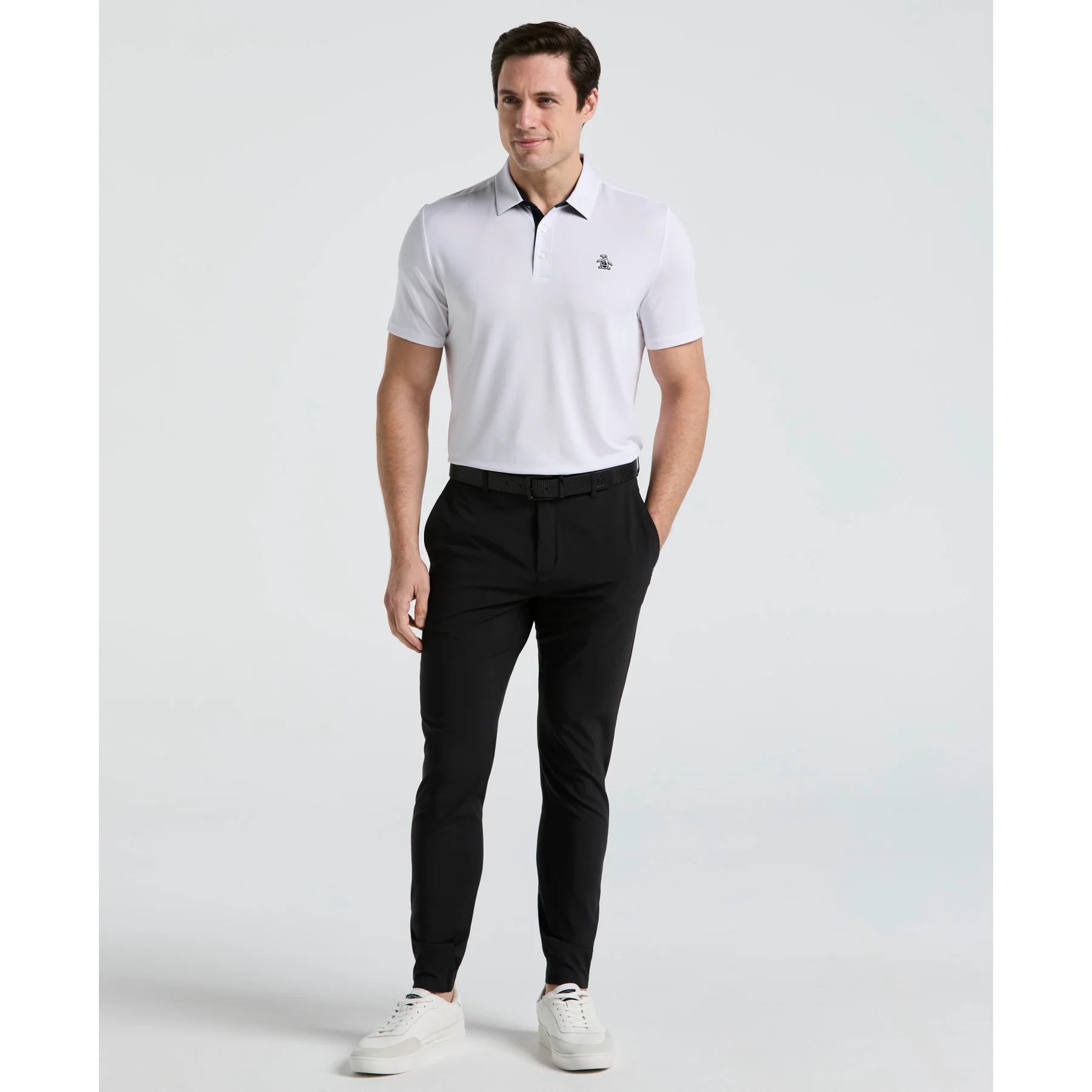 Original Block Design Golf Polo In Bright White - Image 4