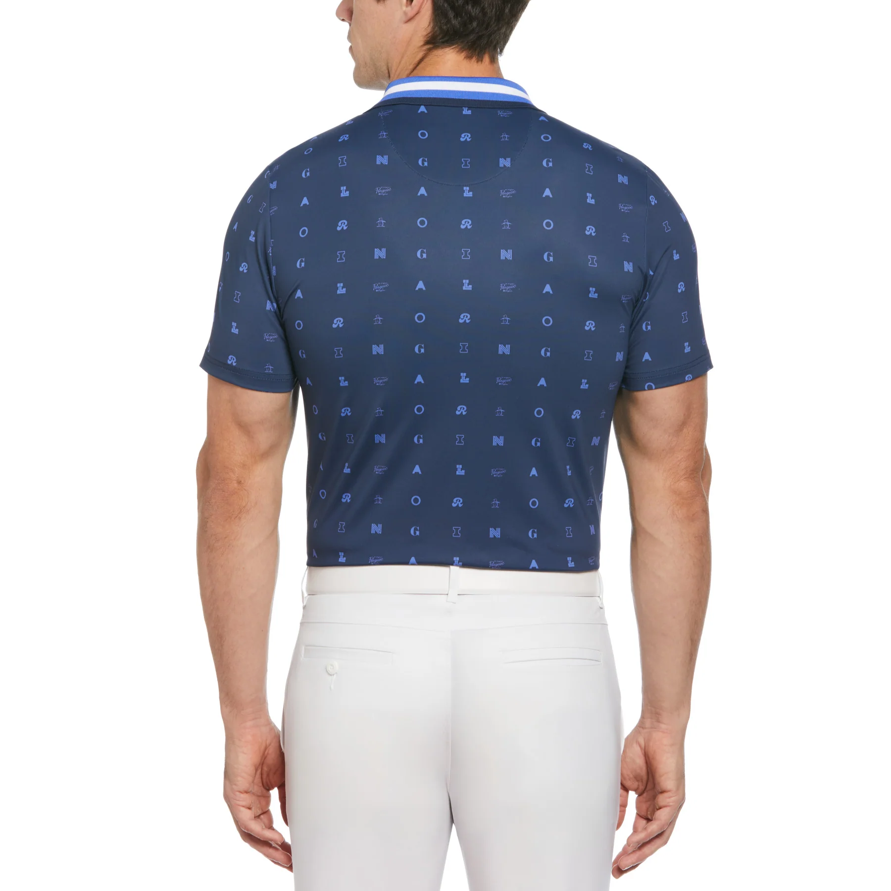 Original Printed Golf Polo Shirt In Black Iris - Image 2
