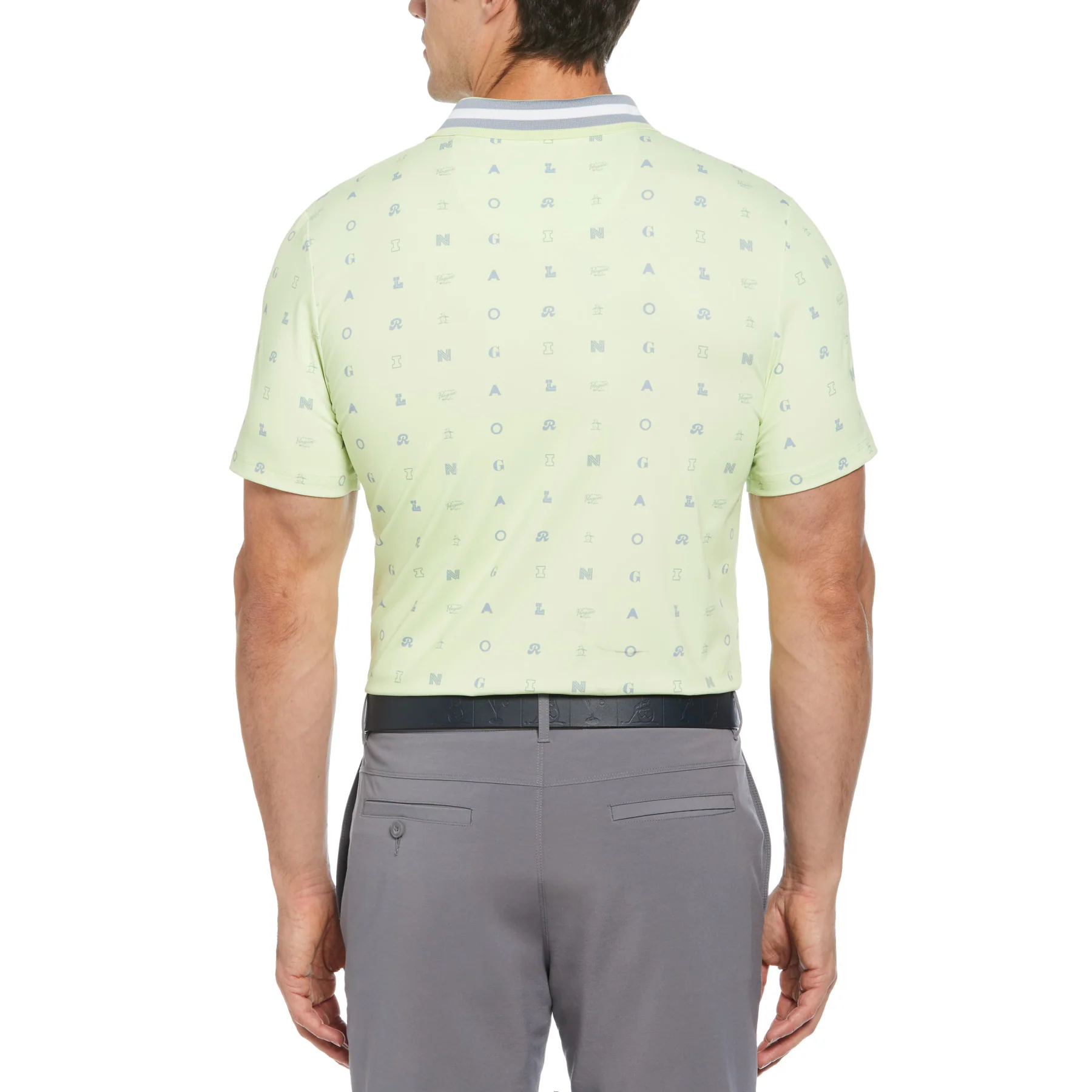 Original Print Golf Polo Shirt In Shadow Lime - Image 2