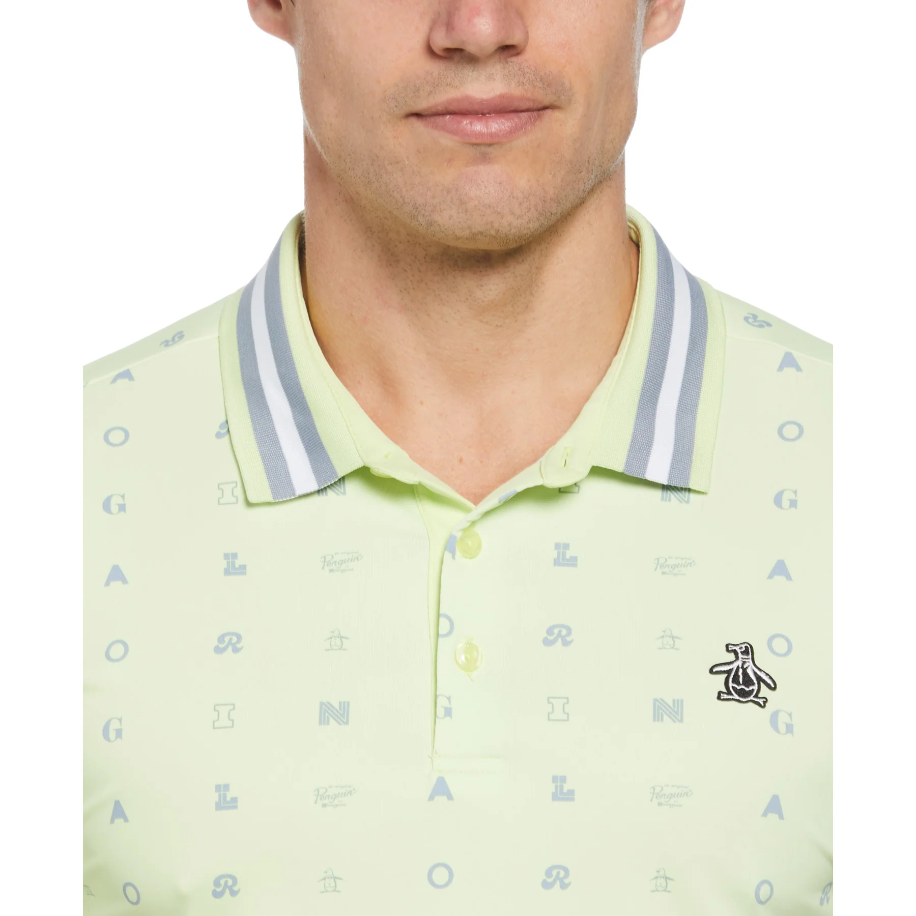 Original Print Golf Polo Shirt In Shadow Lime - Image 3