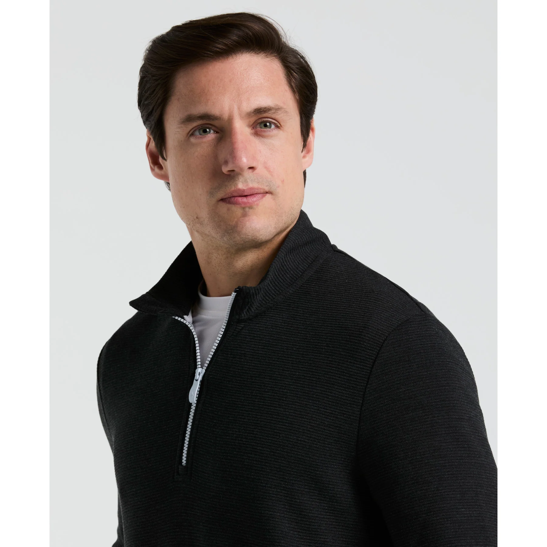 Ottoman Quarter Zip Golf Jacket In Dark Caviar Heather - Image 3