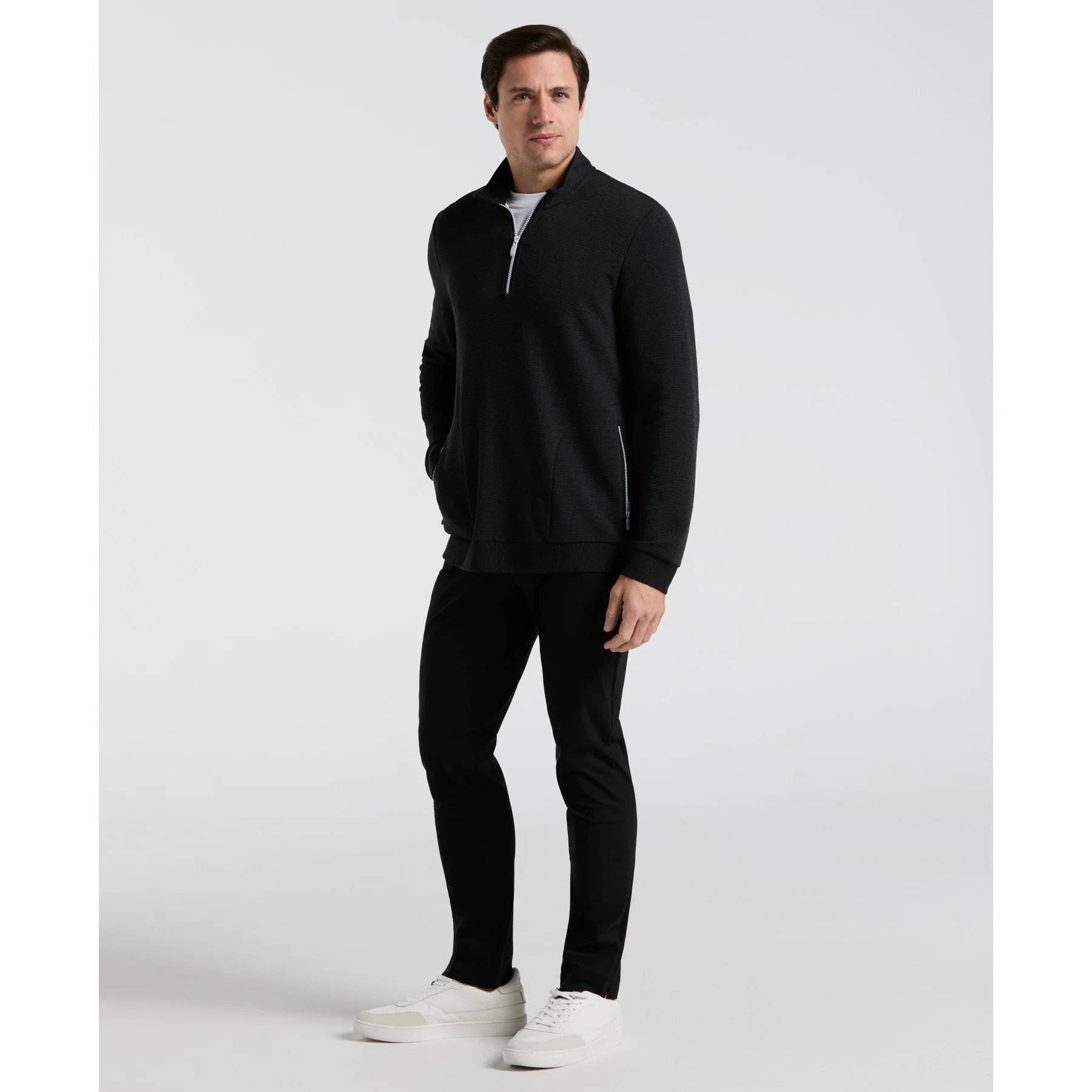Ottoman Quarter Zip Golf Jacket In Dark Caviar Heather - Image 4