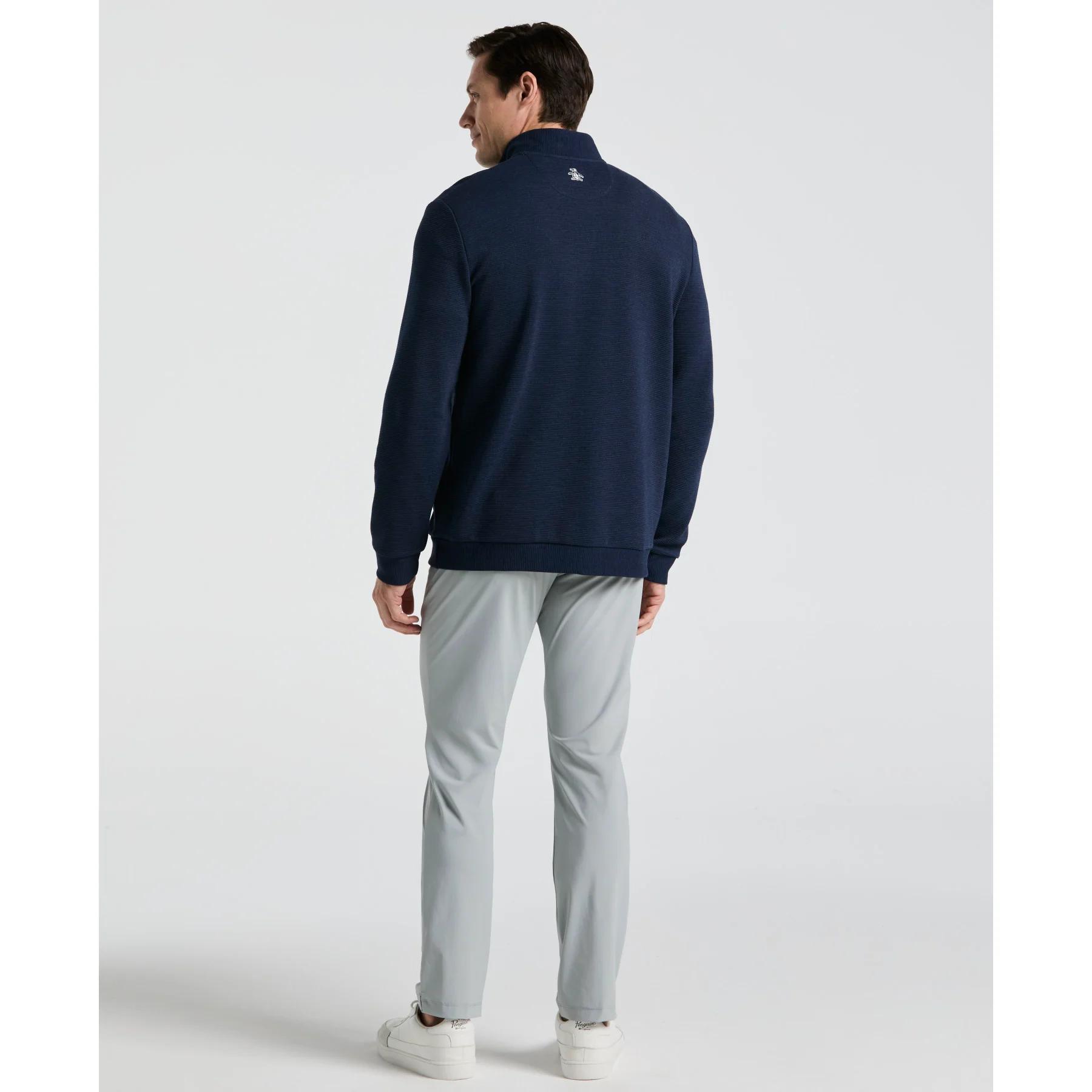 Ottoman Quarter Zip Golf Jacket In Black Iris Bijou Heather - Image 2