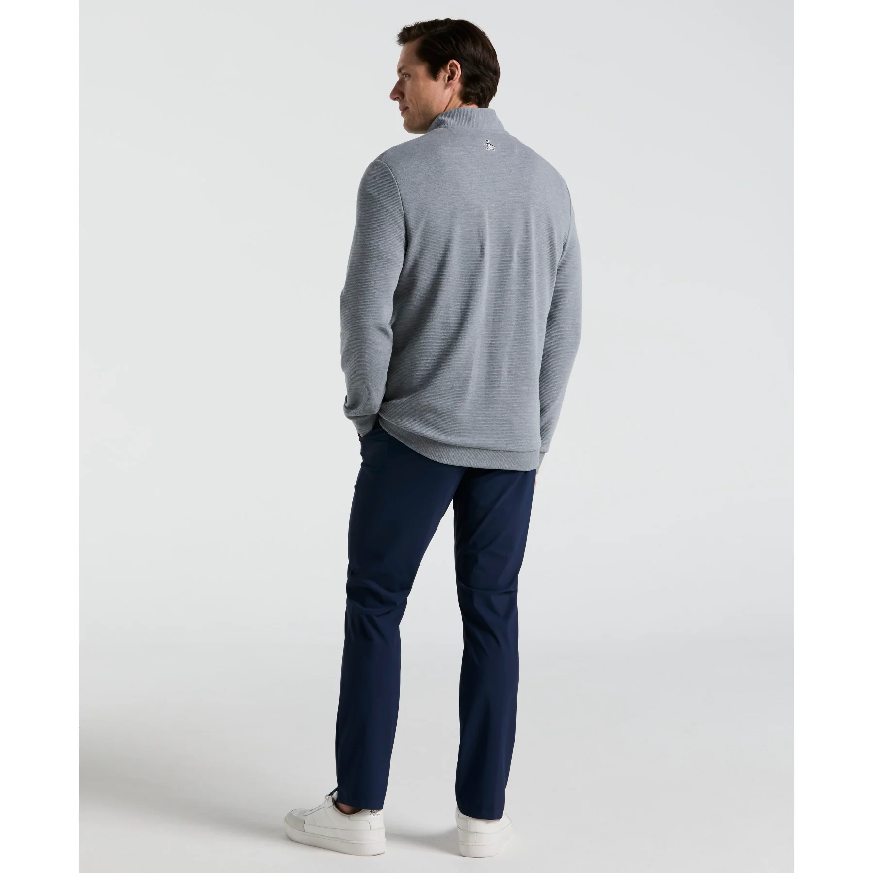 Ottoman Quarter Zip Golf Jacket In Quiet Grey Heather - Image 2