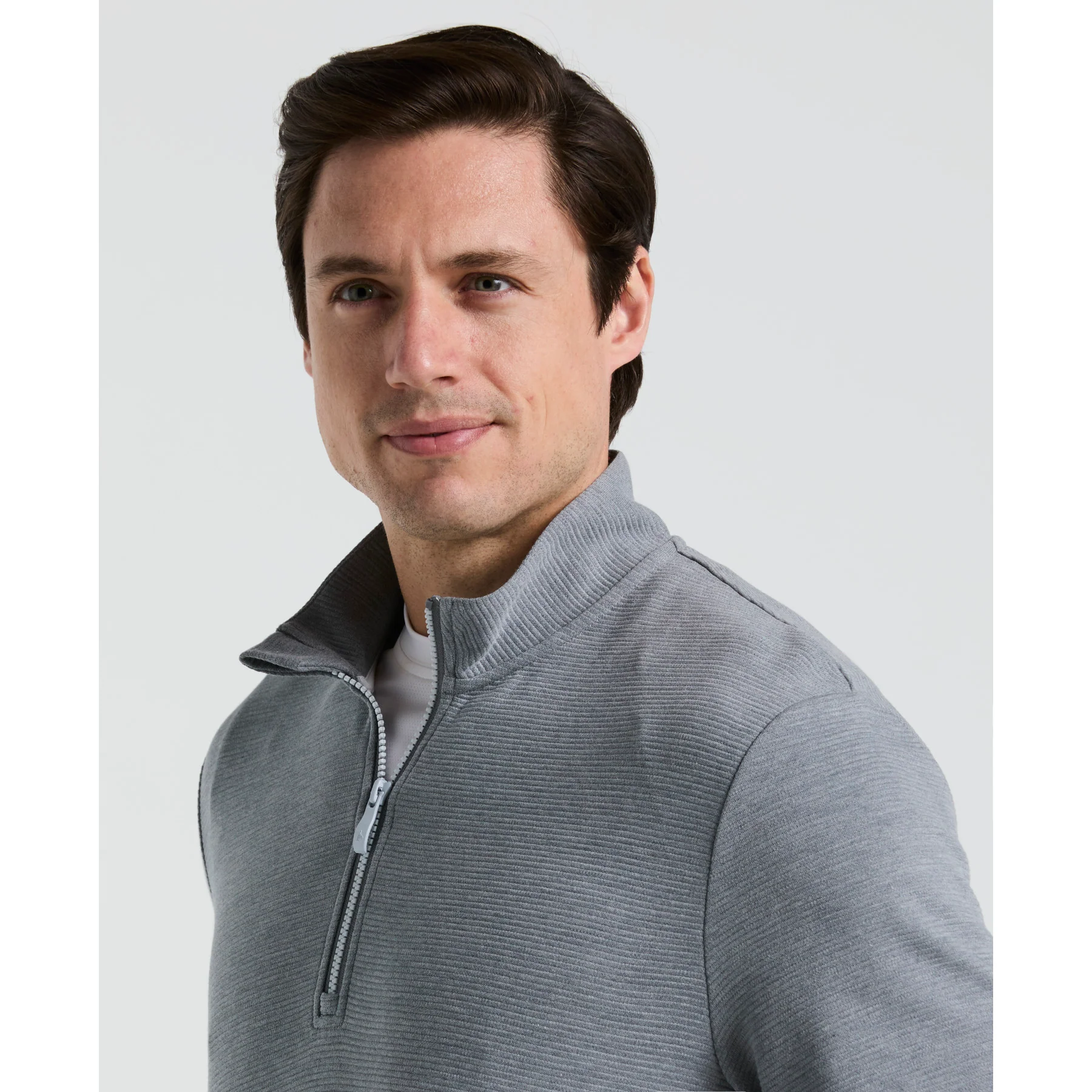 Ottoman Quarter Zip Golf Jacket In Quiet Grey Heather - Image 3