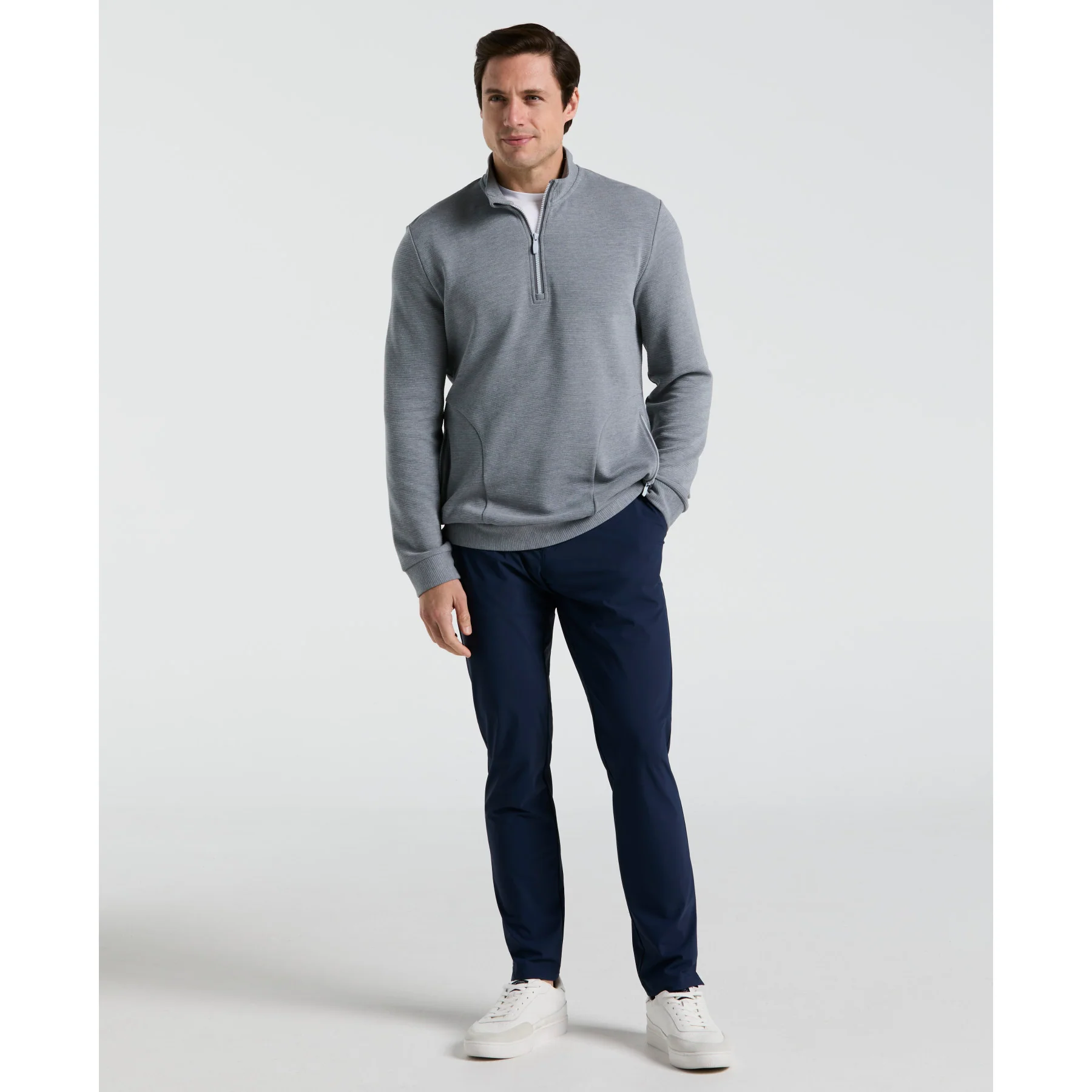 Ottoman Quarter Zip Golf Jacket In Quiet Grey Heather - Image 4