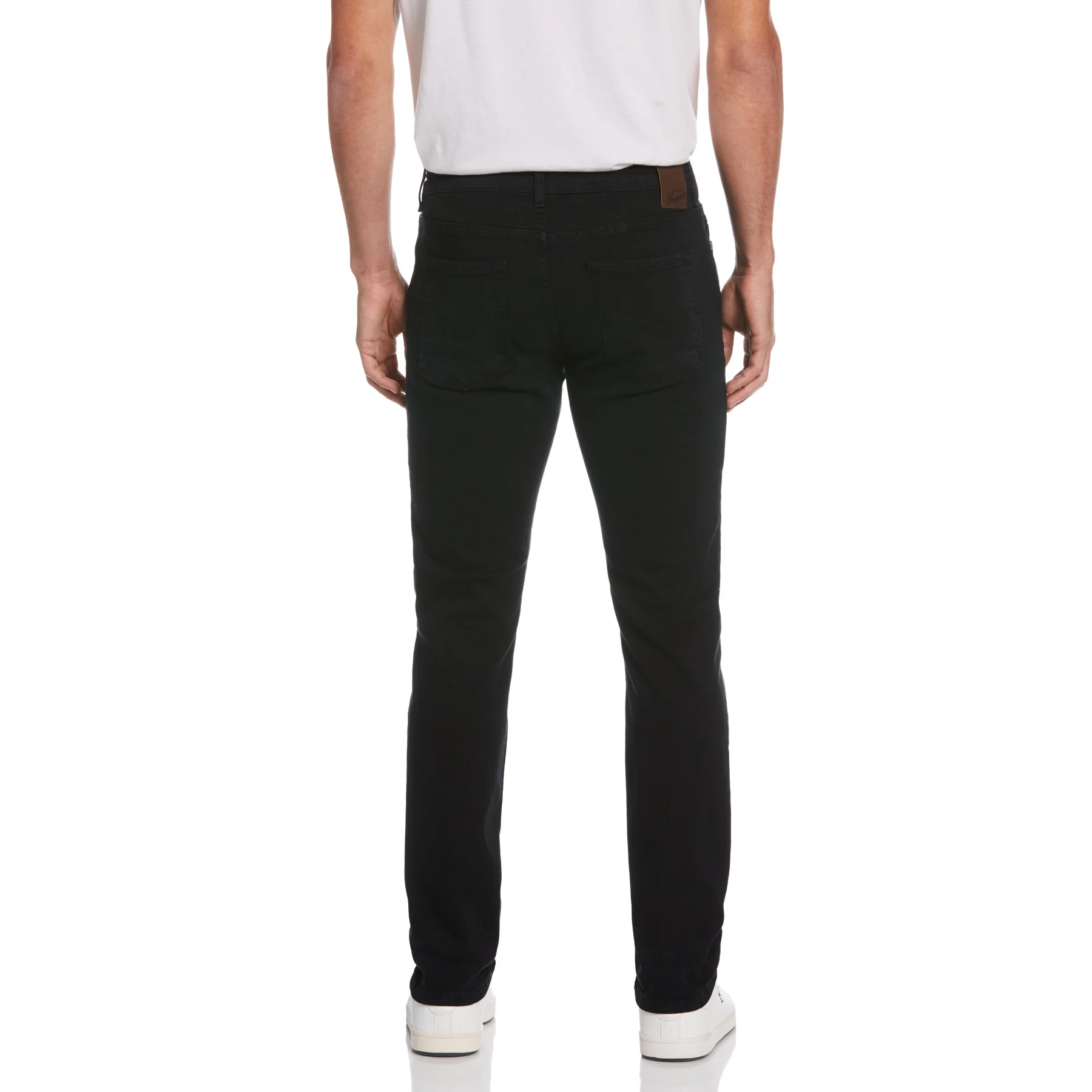 Dyed Stretch Denim Trousers In Black Overdye - Image 2