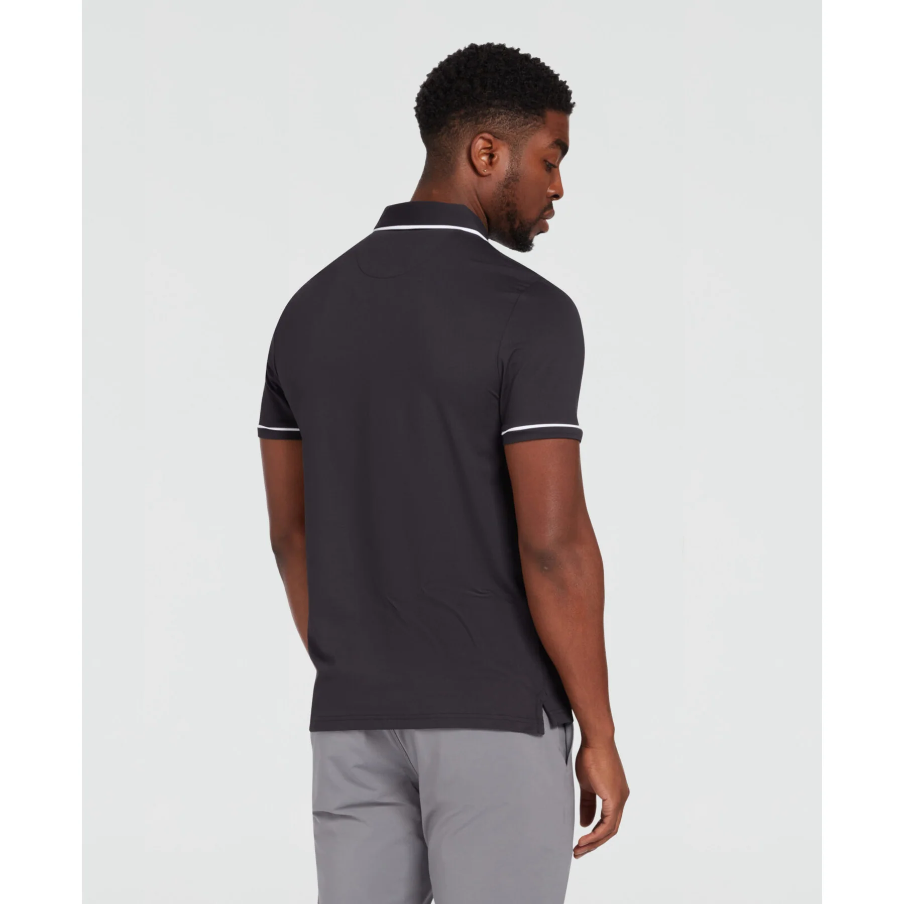 Oversized Pete Tipped Short Sleeve Golf Polo Shirt In Caviar - Image 2
