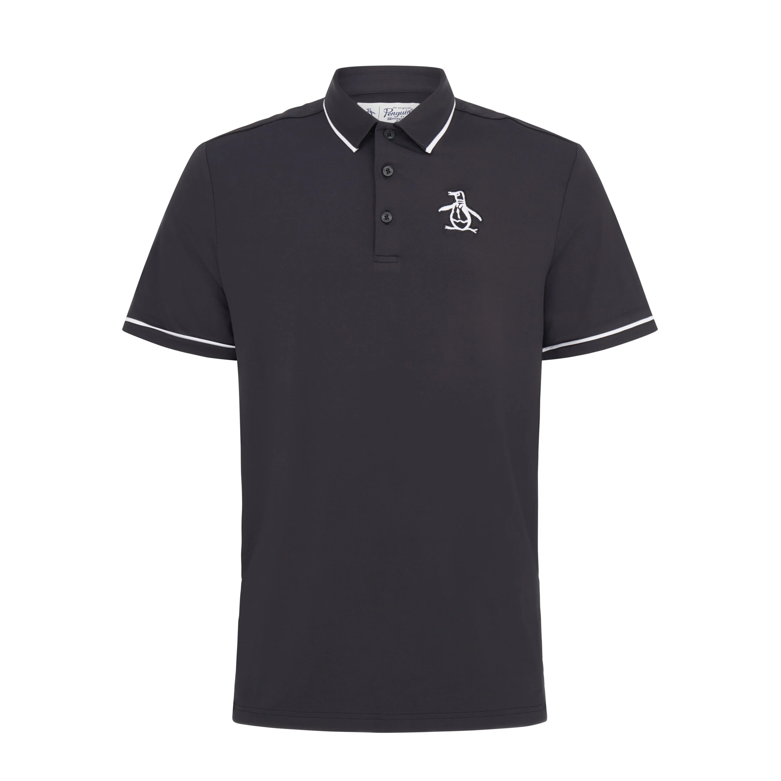 Oversized Pete Tipped Short Sleeve Golf Polo Shirt In Caviar - Image 4