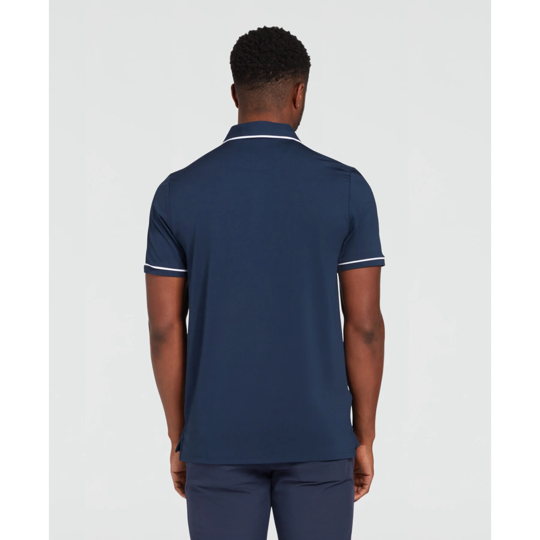 Oversized Pete Tipped Short Sleeve Golf Polo Shirt In Black Iris - Image 2