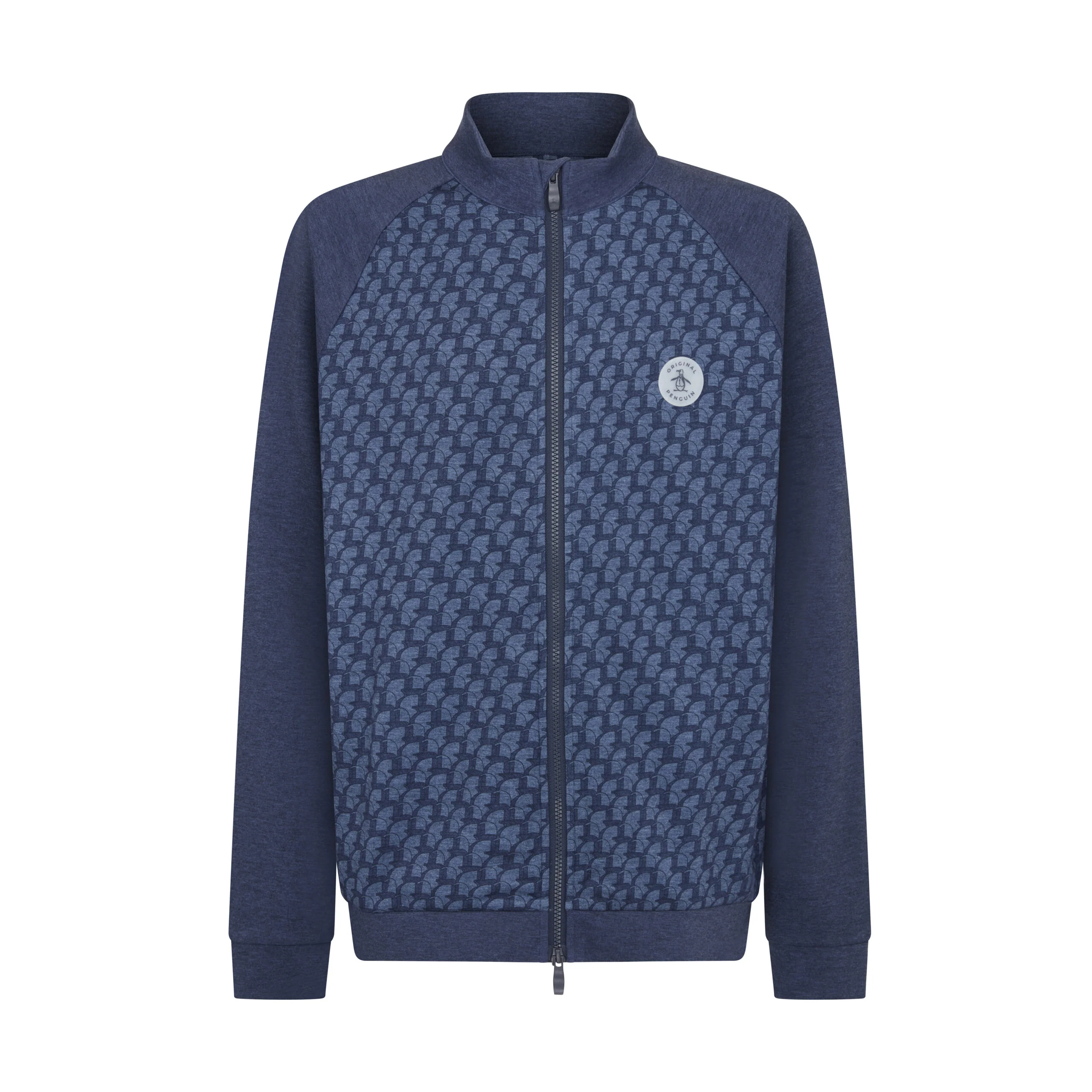 Penguin Print Heritage Golf Track Jacket In Black Iris Bijou Heather - Image 4