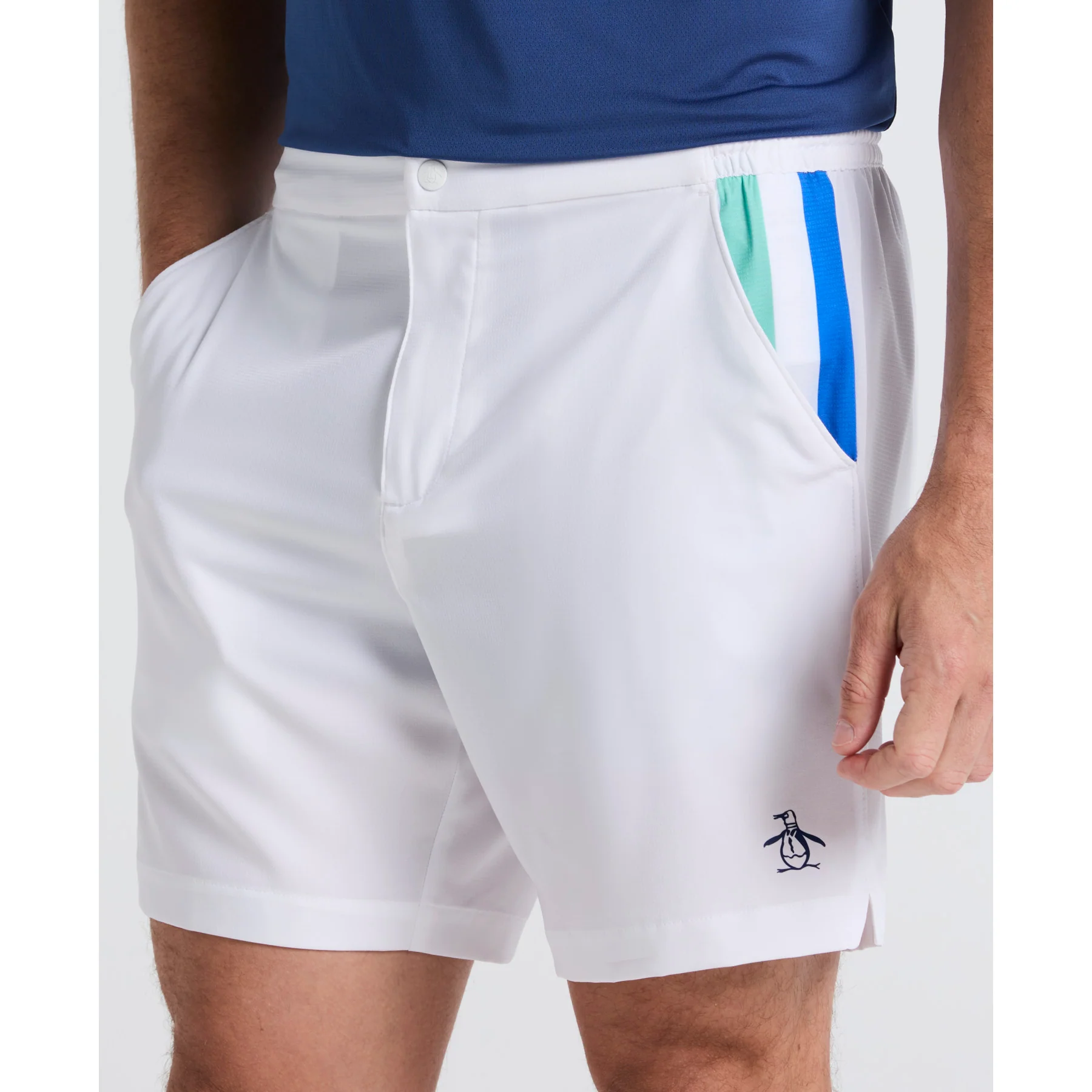 Performance Heritage Blocked 7" Tennis Shorts In Bright White - Image 3