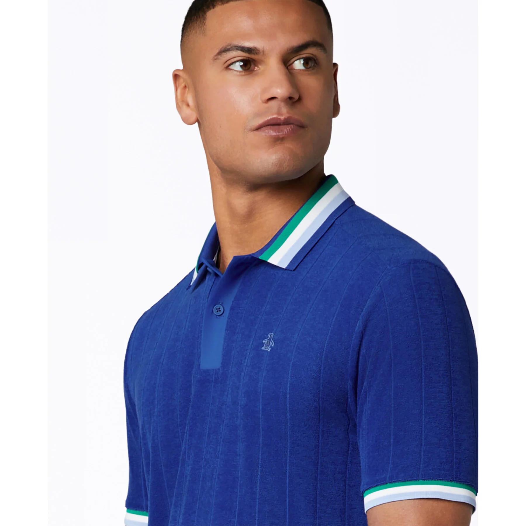 Performance Terry Golf Polo In Surf The Web - Image 3